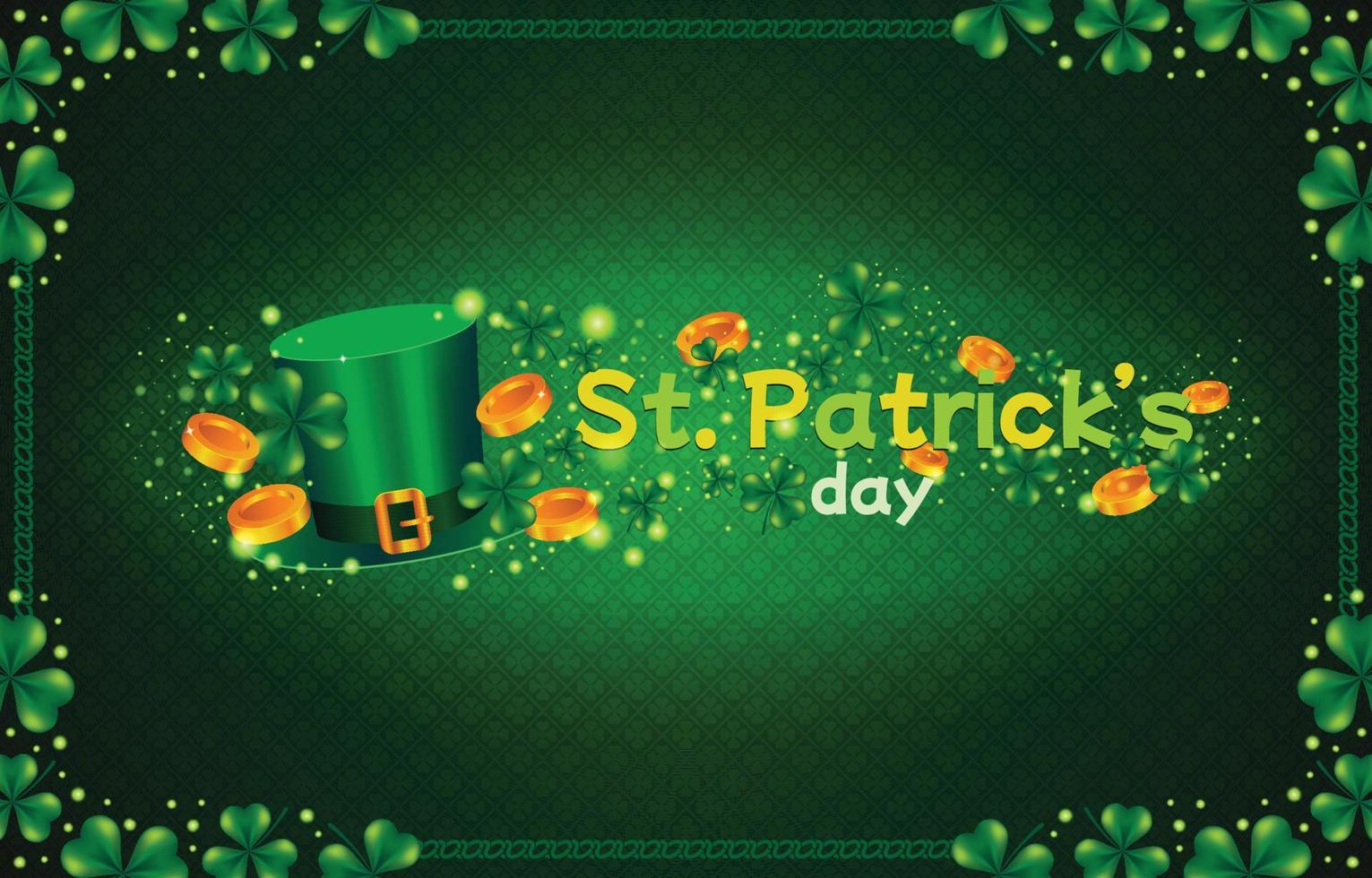 día de san patricio con fondo de trébol y sombrero vector