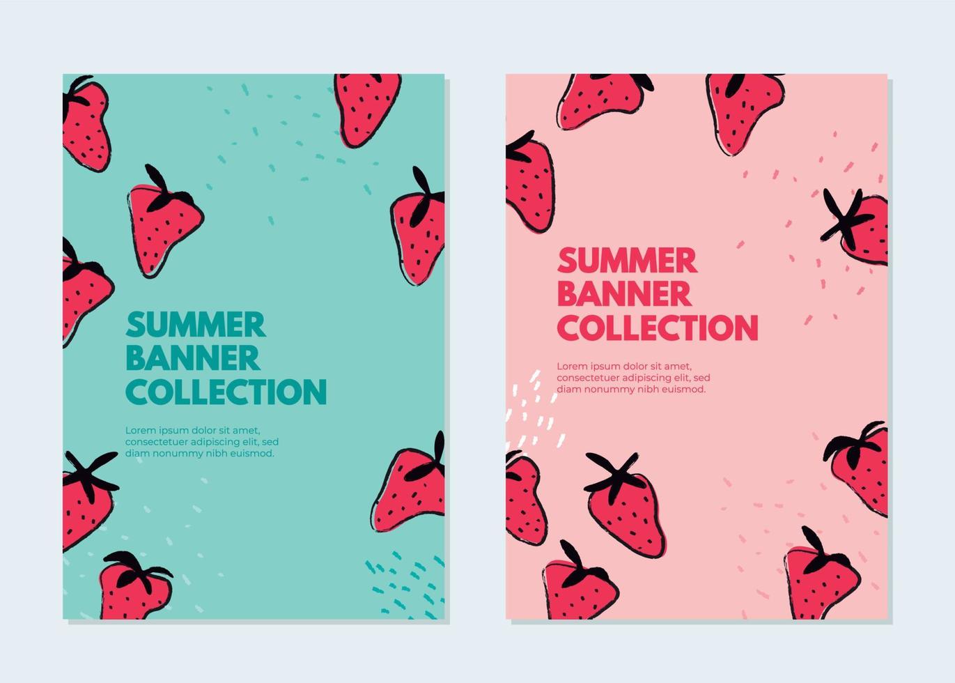 colección de banners para el verano con fresas. vector