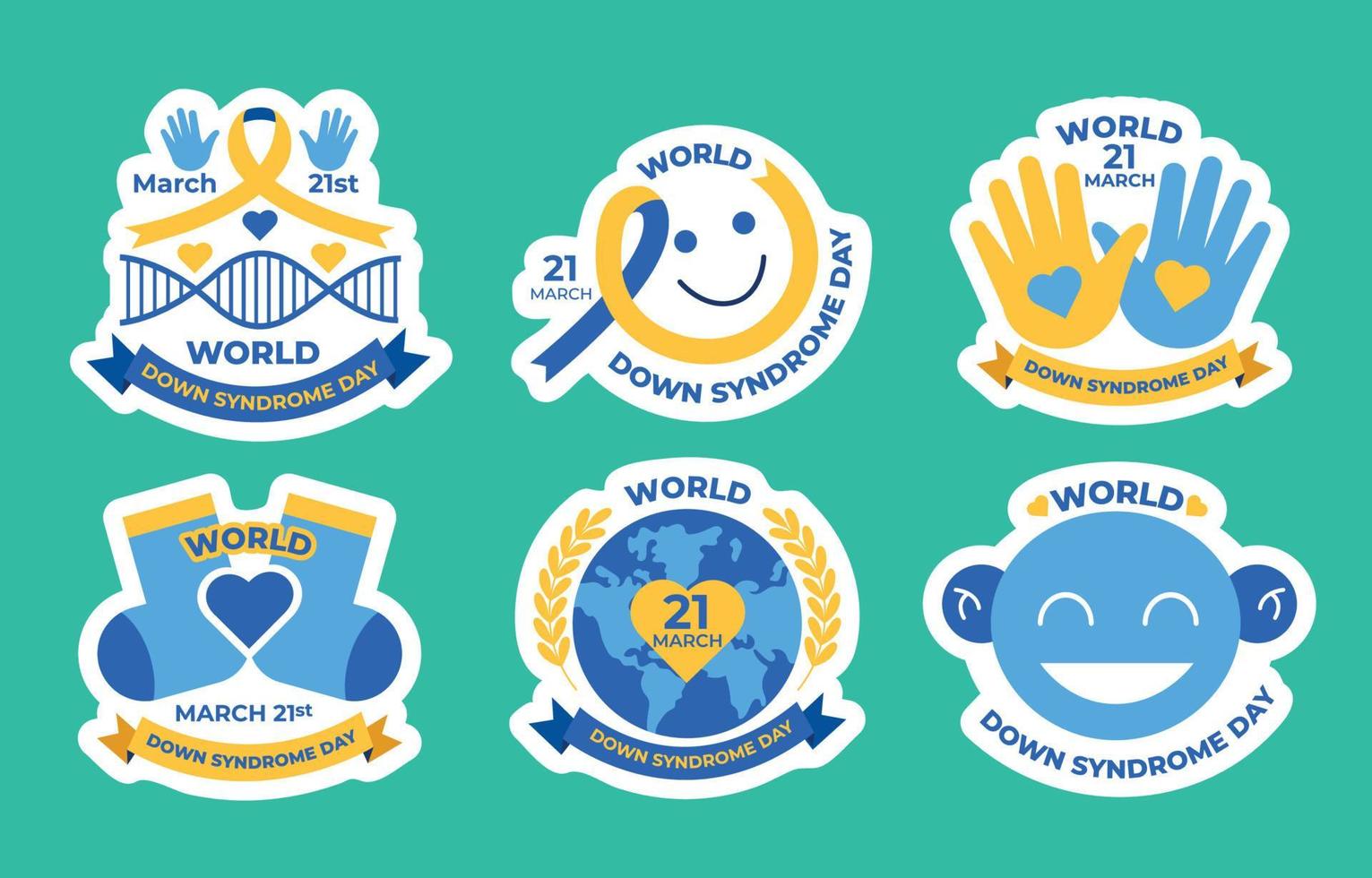 World Down Syndrome Sticker Set vector