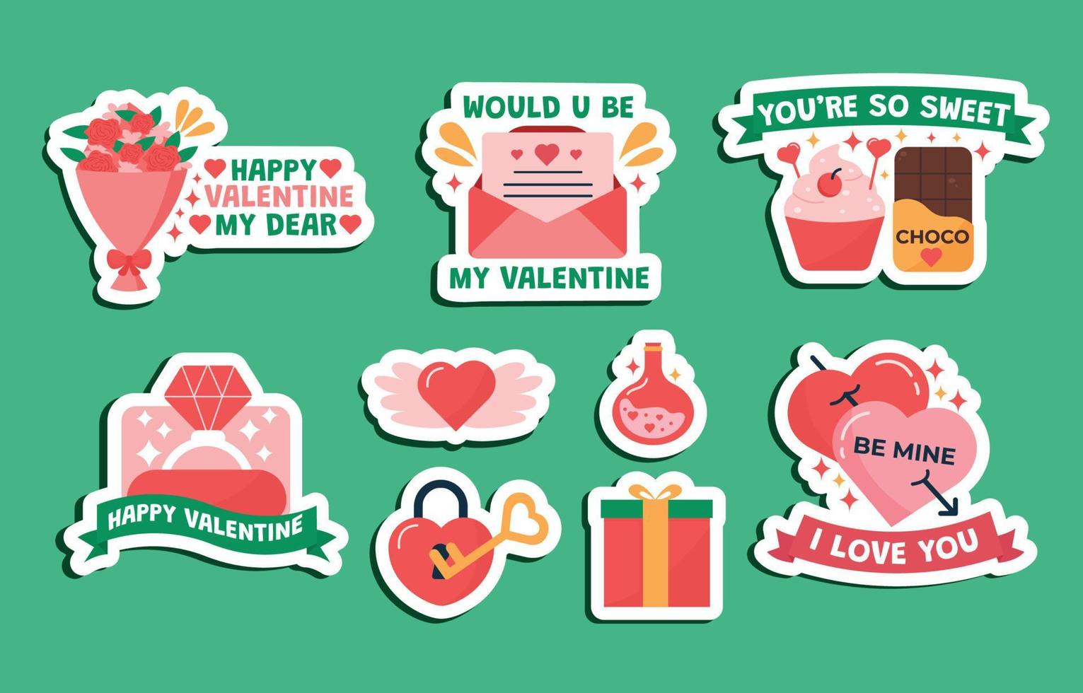 Valentine Day Sticker Set vector