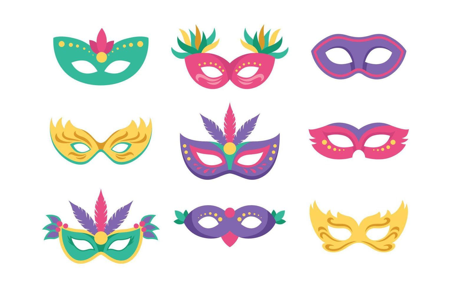 Mardi Gras Carnival Mask Icon Collection vector