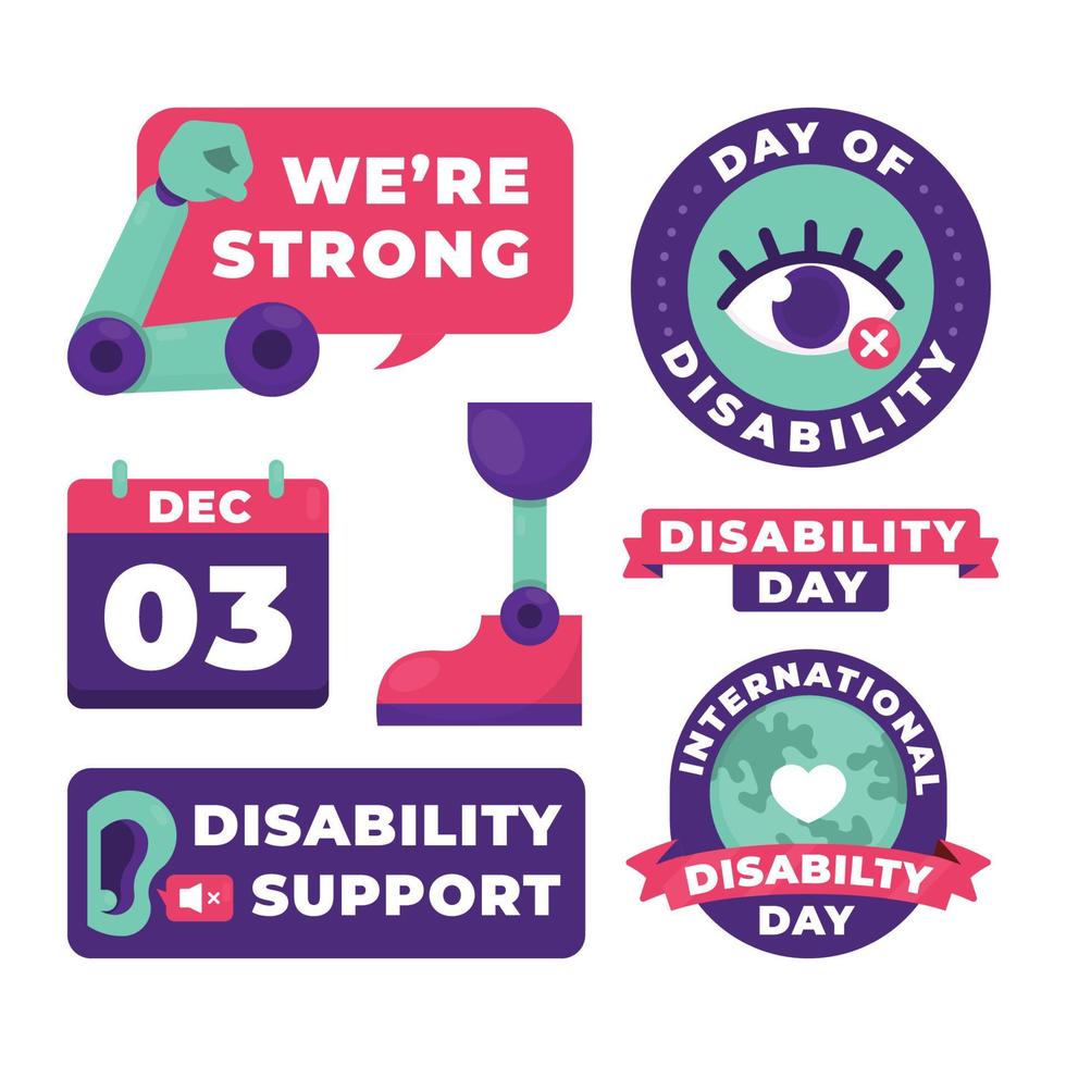 Day of People with Disability Sticker Set vector