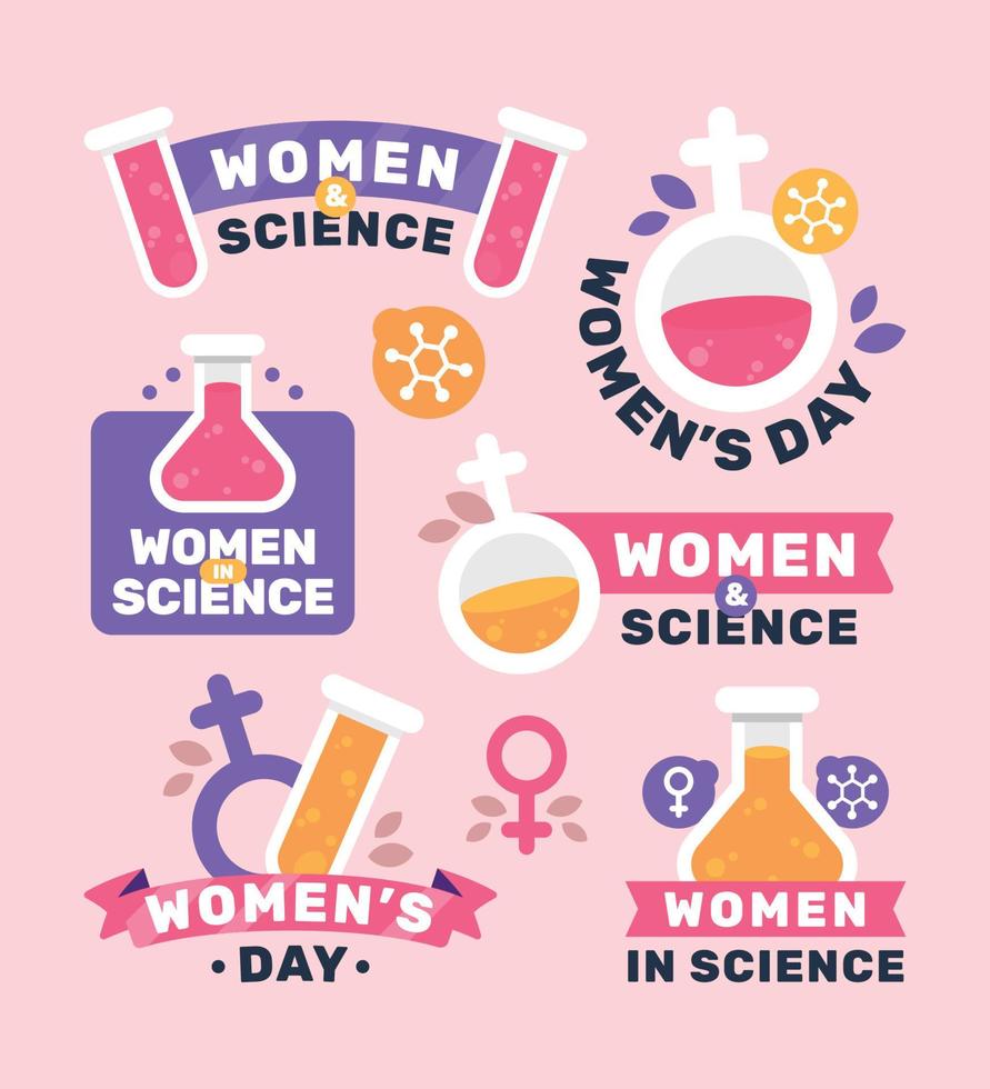 Women in Science Day Sticker Set vector