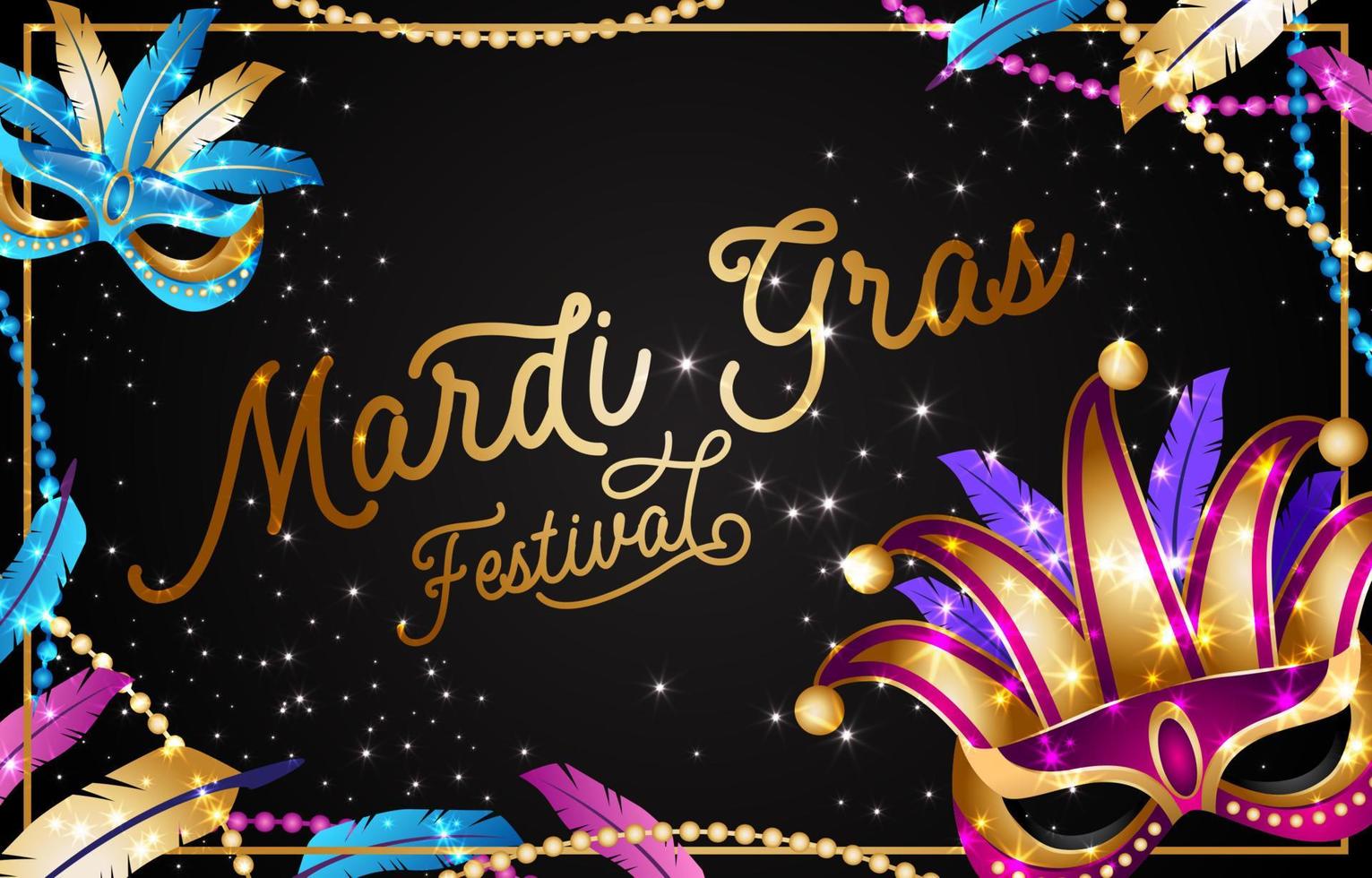 Mardi Gras Mask Festival with Mask and Feather Ornament vector