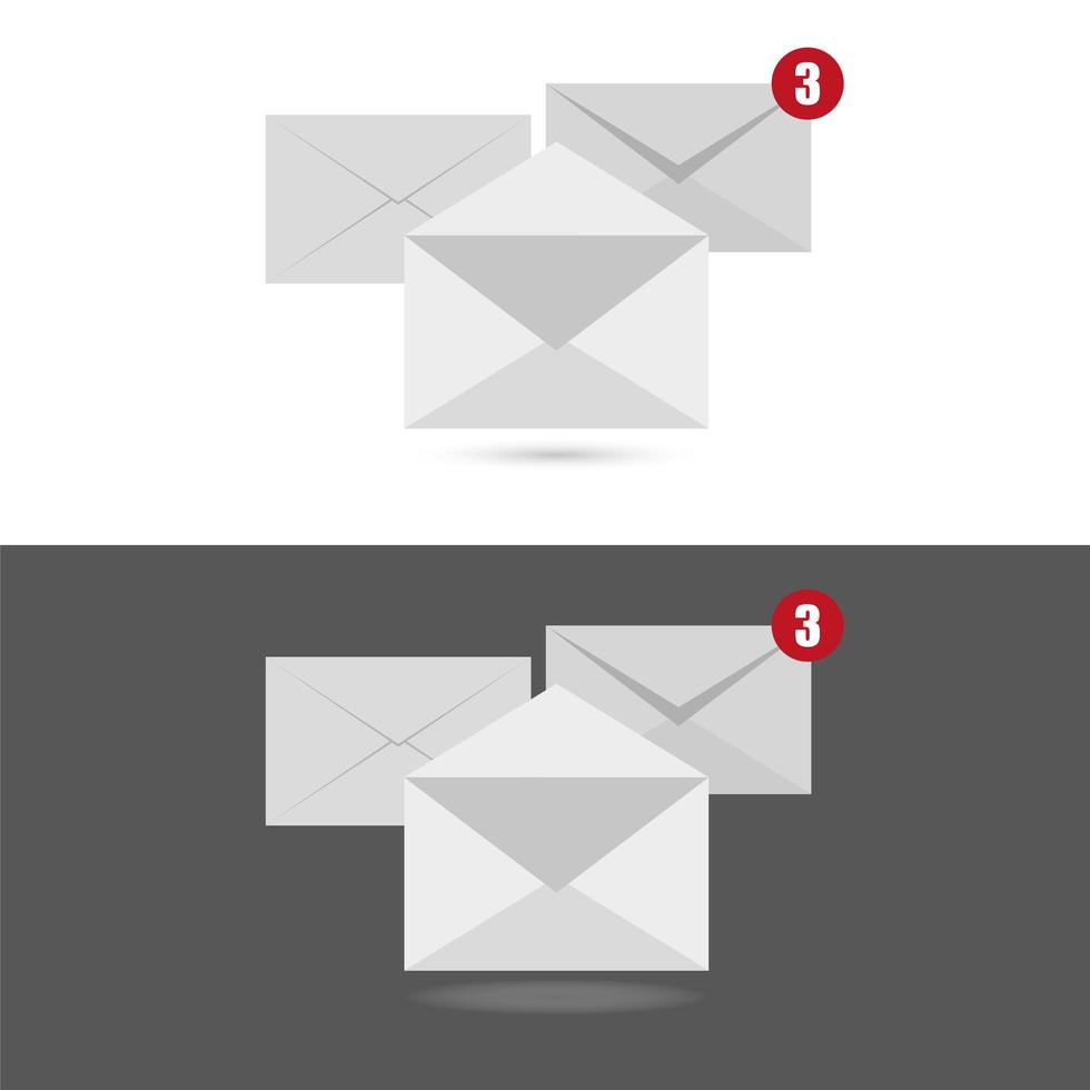 White envelopes letter with counter notification, concept of incoming email vector