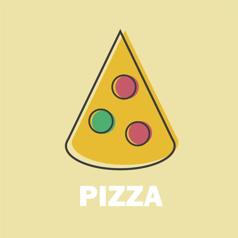 Pizza Vector Illustration in Line Art Flat Style Design Funny image