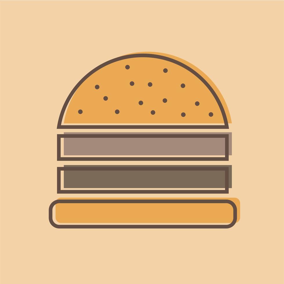 estilo de línea de forma de color de emblema de logotipo de hamburguesa vector