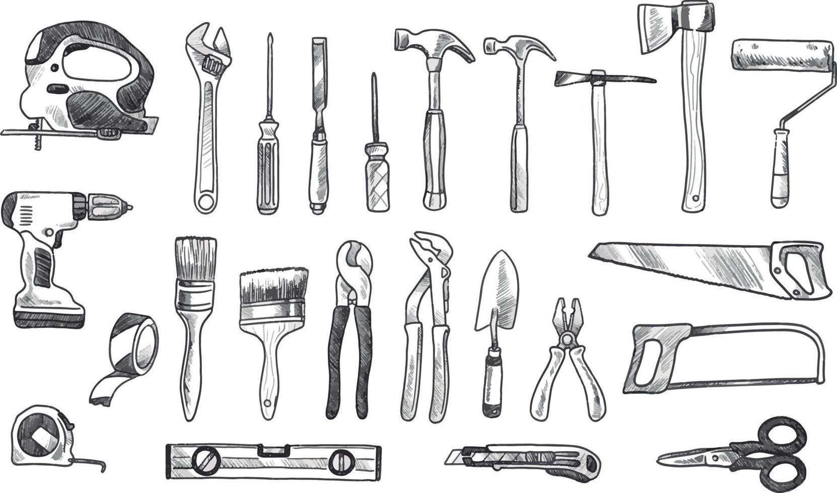 Brico Tools Doodles vector