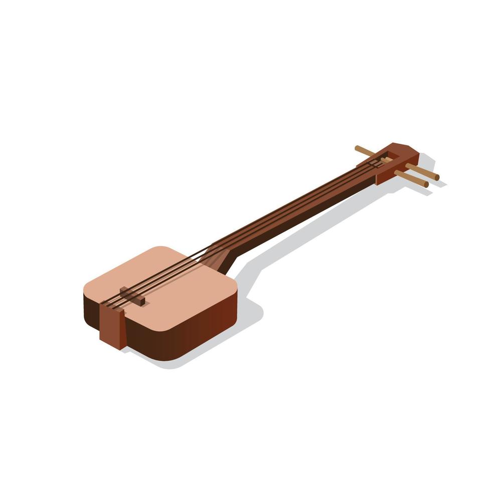 japanese traditional string instrument shamisen isometric illustration vector