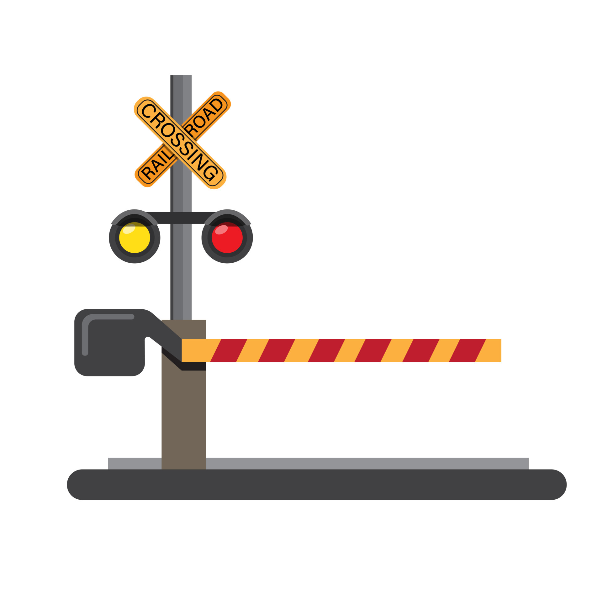 Rail Road Crossing Sign Train Gate Or Baricade In Street In Flat Illustration Vector Vector Art At Vecteezy