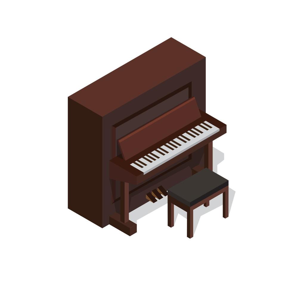 classic piano isometric concept illustration editable vector