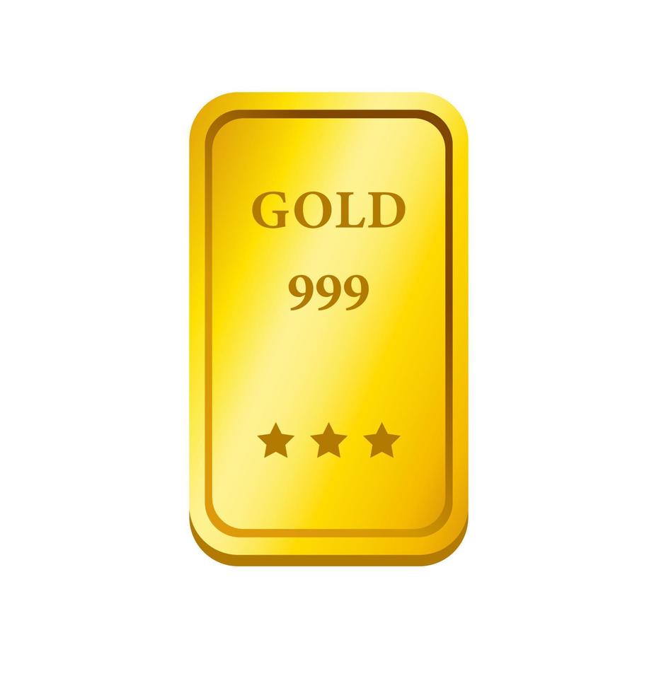 barra de oro brillante realista o vector de ilustración de moneda aislado en fondo blanco