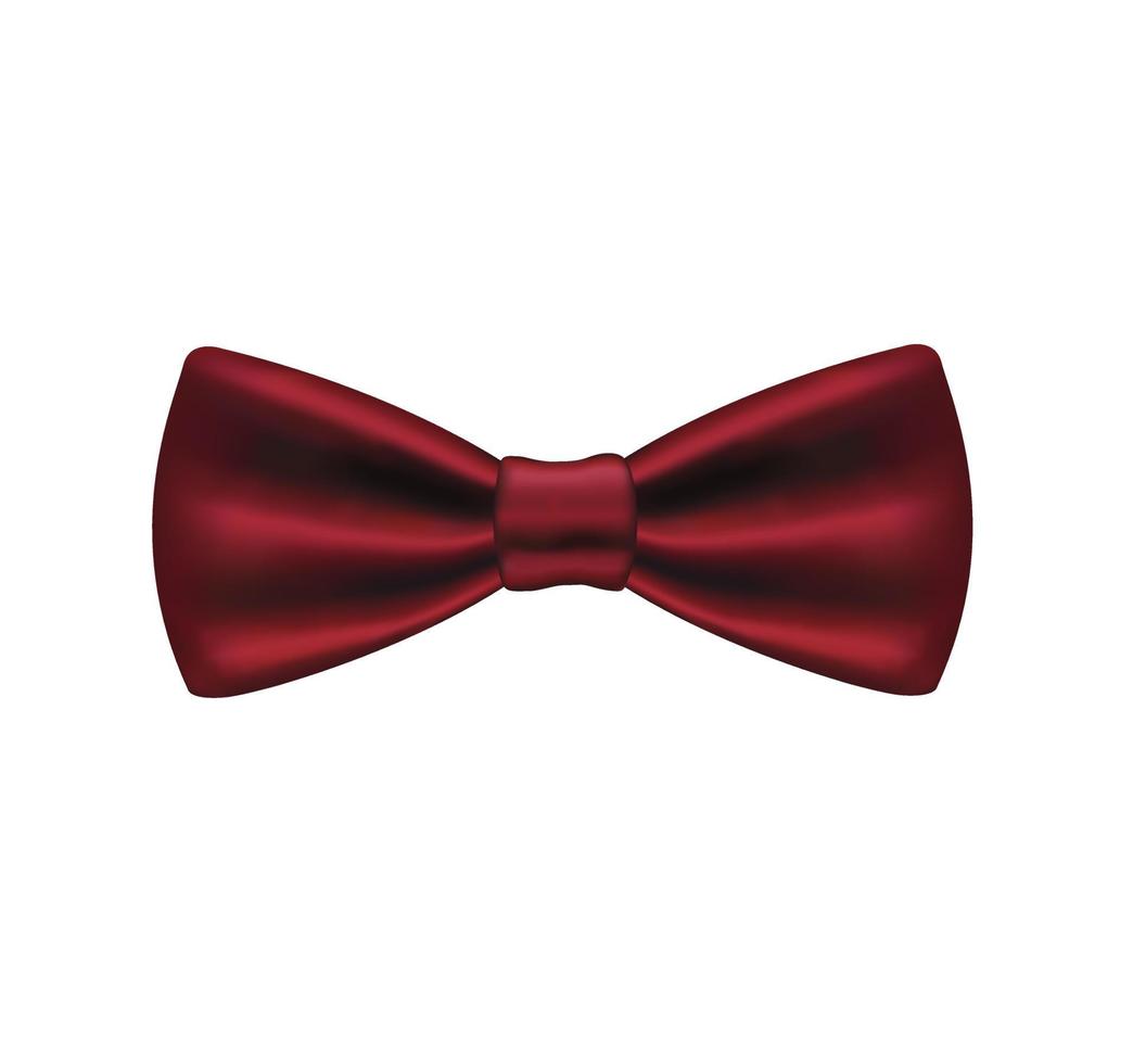 realistic bow tie in maroon color isolated in white background vector