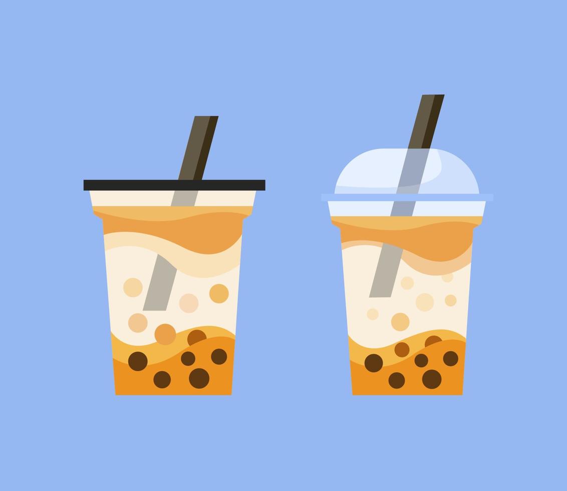 Boba milk tea drink cup icon flat design illustration vector. vector