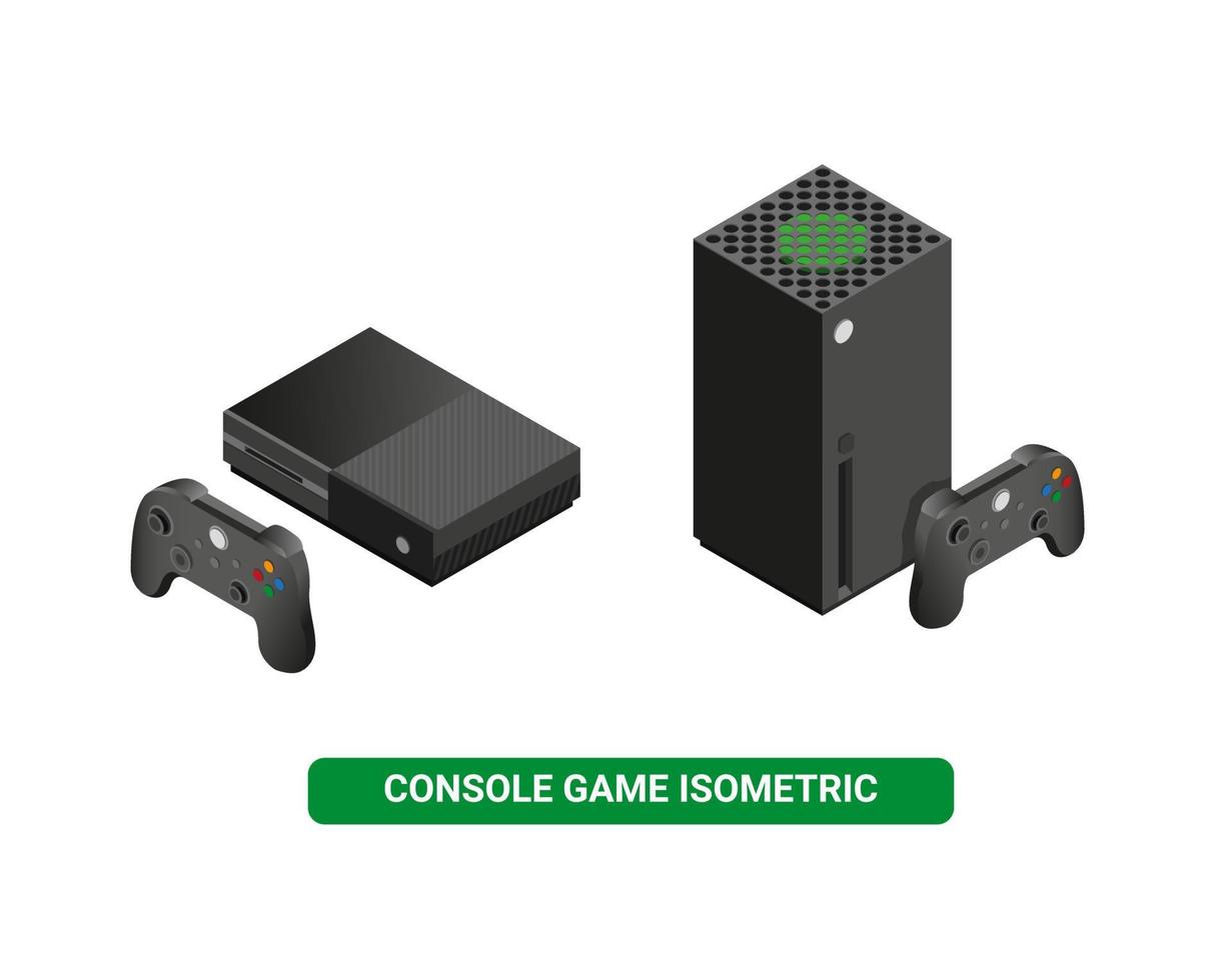 two set of game console in black color. isometric illustration vector isolated in white background