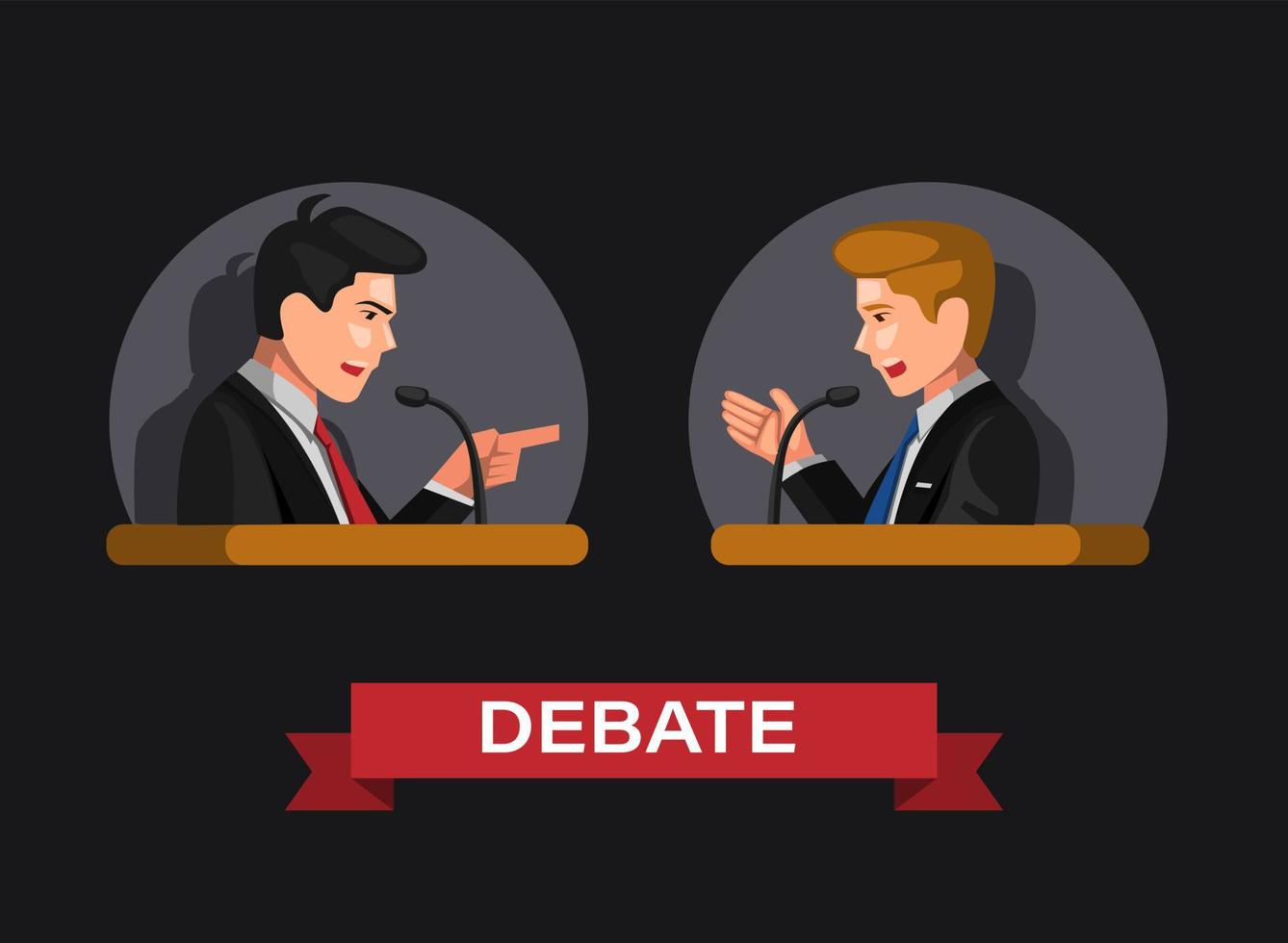 Debate en las elecciones presidenciales o la ley y el concepto de símbolo de actividad empresarial en el vector de ilustración de dibujos animados