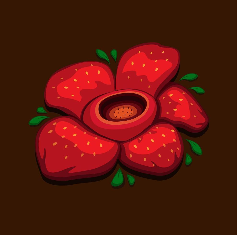 Flor del cadáver de Rafflesia arnoldii, la flor más grande del concepto de símbolo de la tierra en el vector de ilustración de dibujos animados