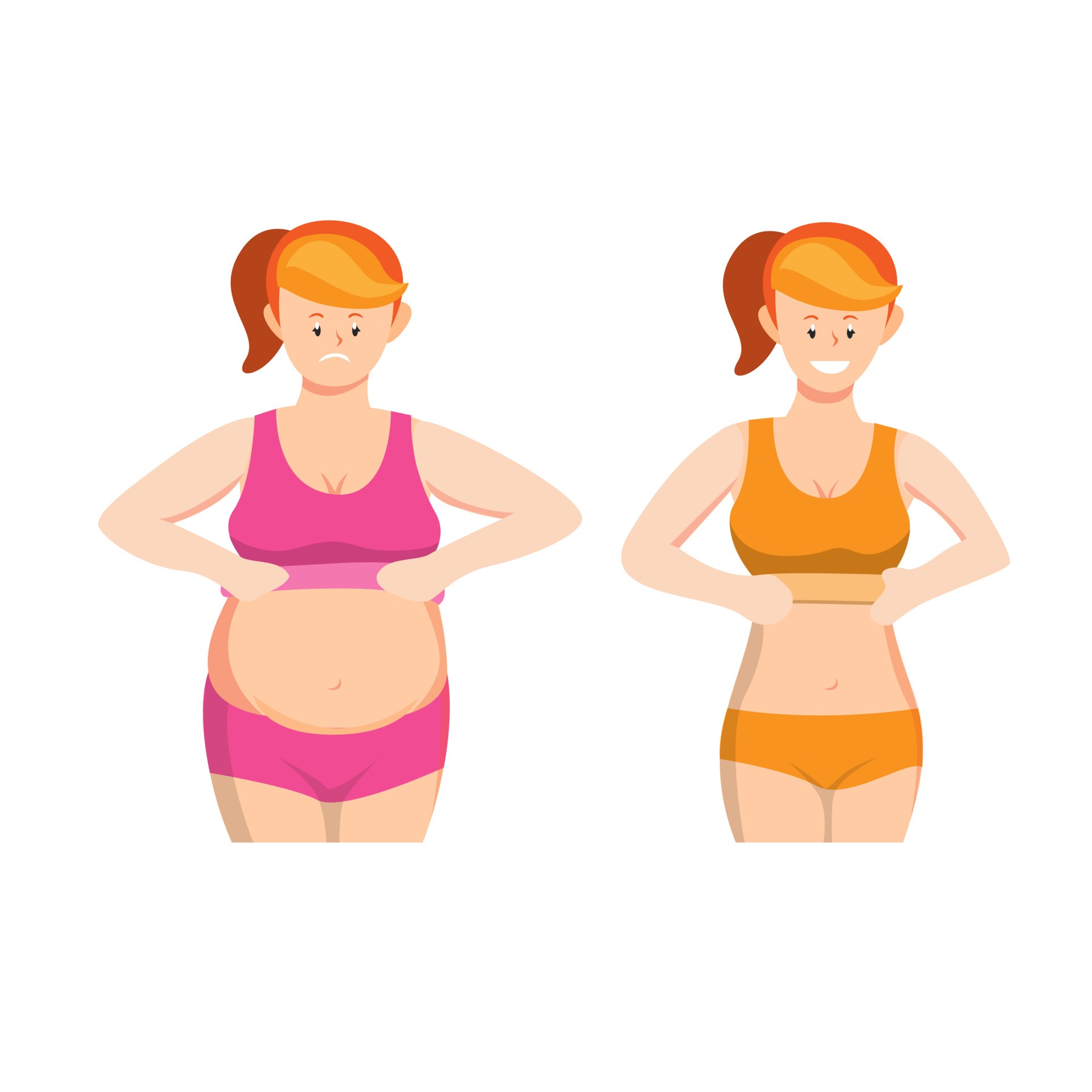 woman fat and slim body symbol icon set concept in cartoon illustration  vector on white background 4595271 Vector Art at Vecteezy