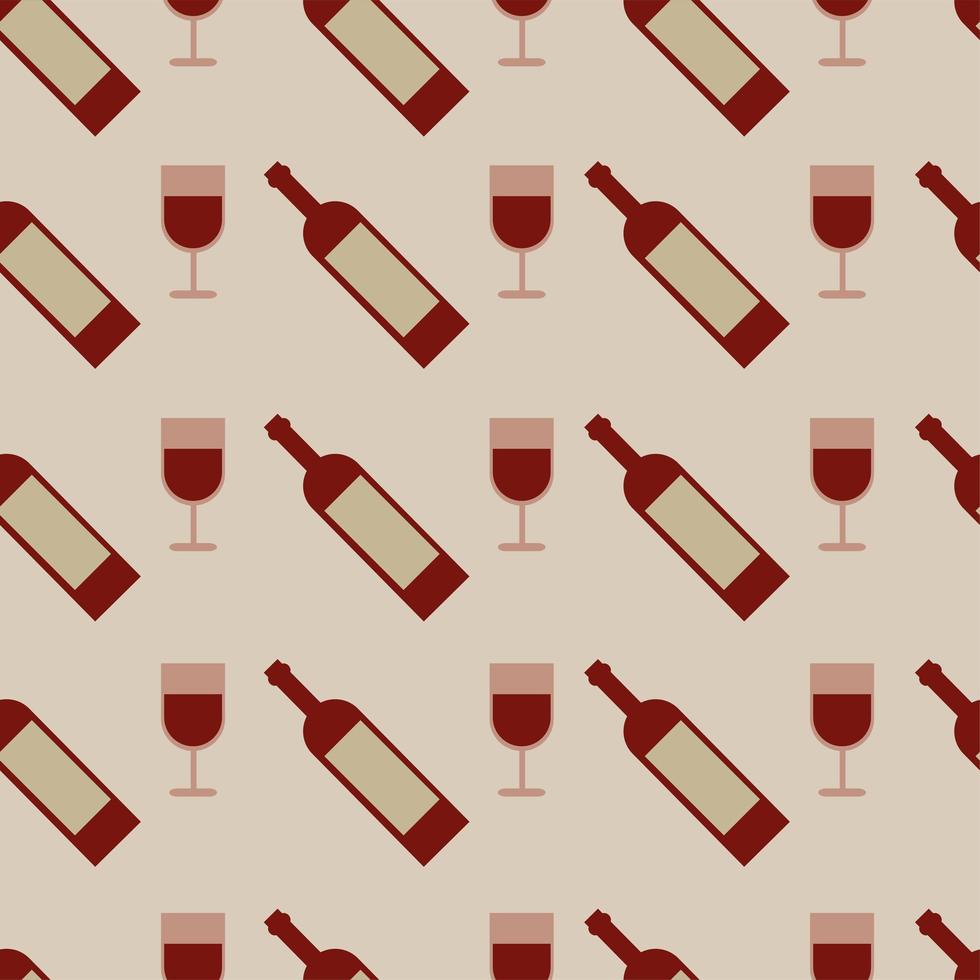 patrón transparente de vector con copas de vino y botella