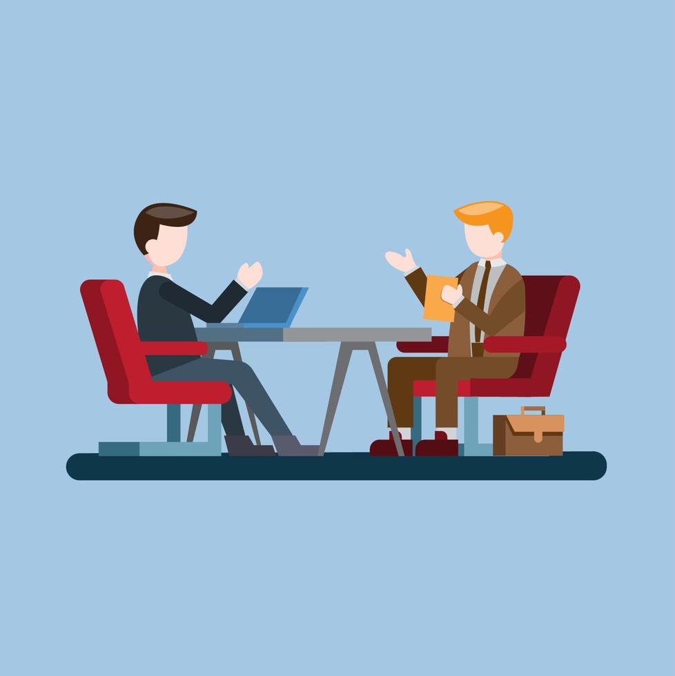 nterview recruiting,HR Manager, business men meeting in office, flat design vector illustration,