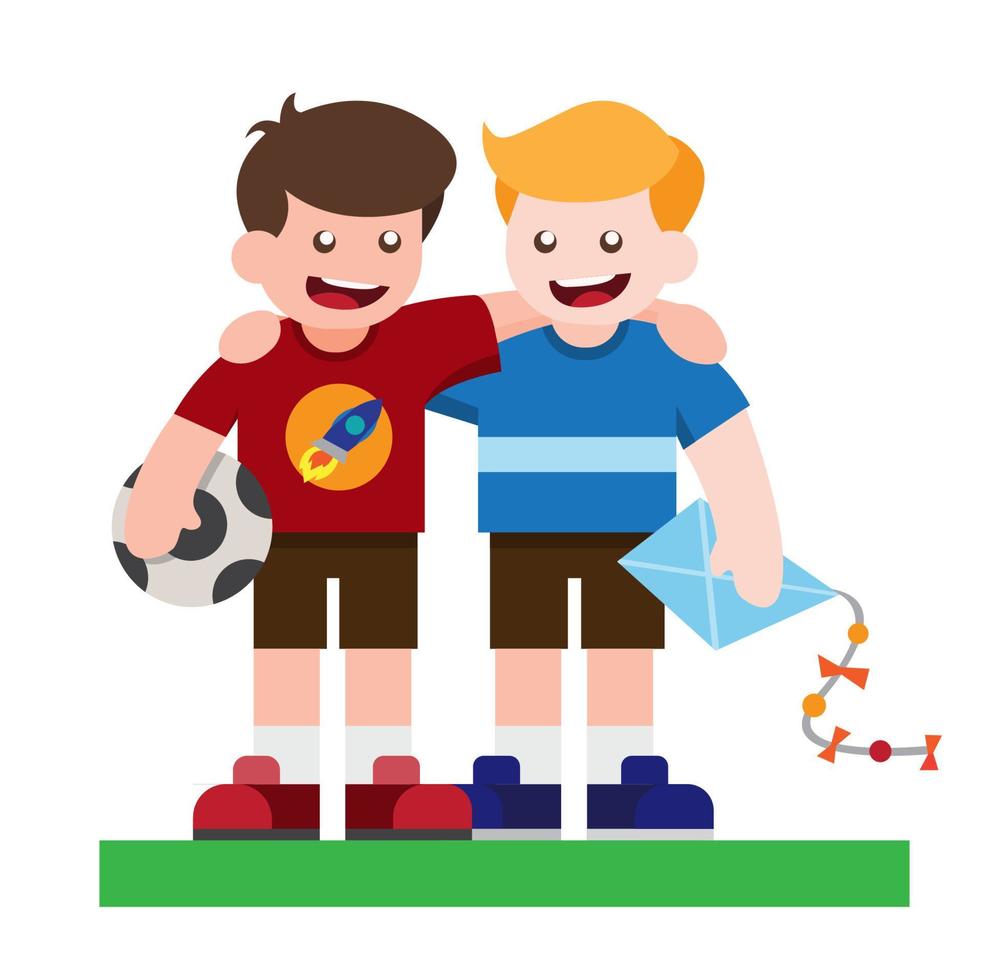 best friend, happy kids flat illustration vector