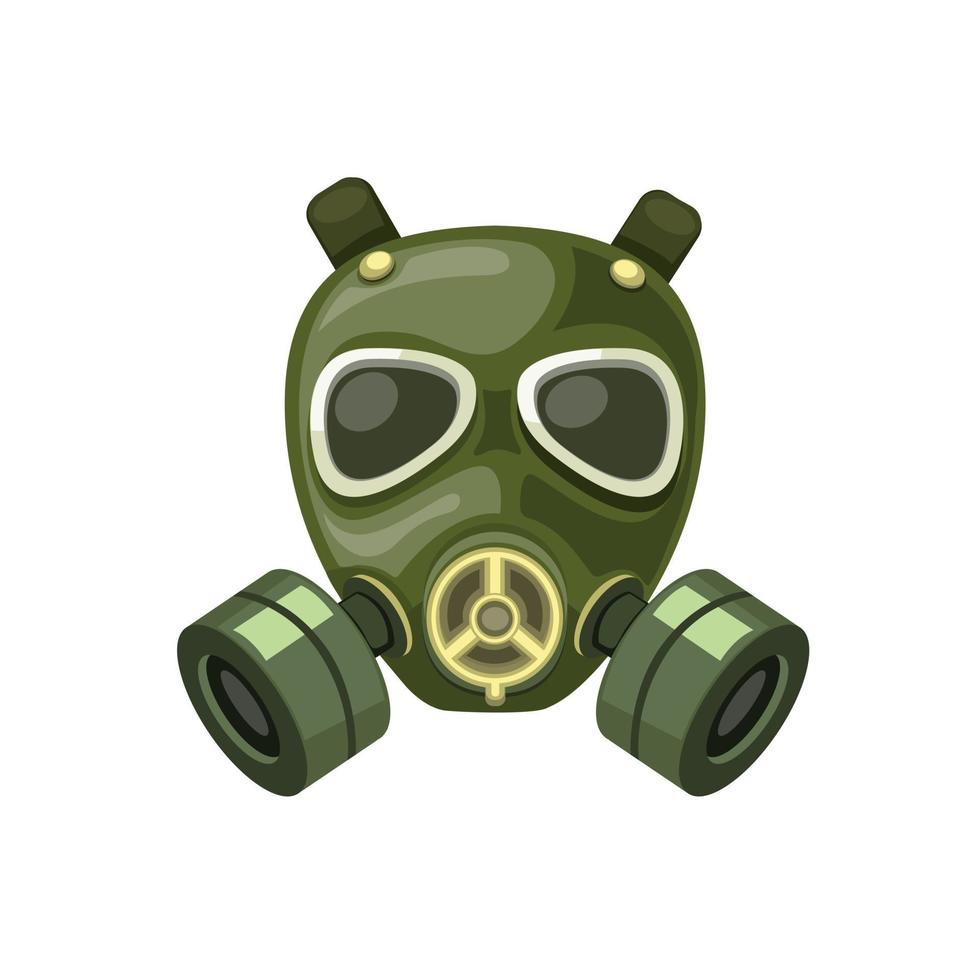 military gas mask with double filter, costume army protection mask in cartoon flat illustration vector isolated in white background