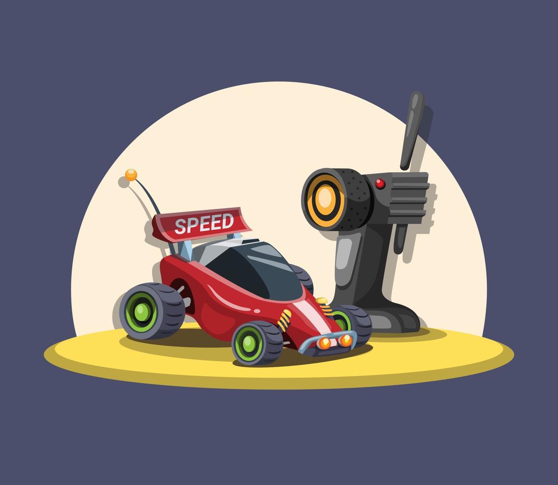 RC Car buggy with remote control in sand concept in cartoon illustration vector