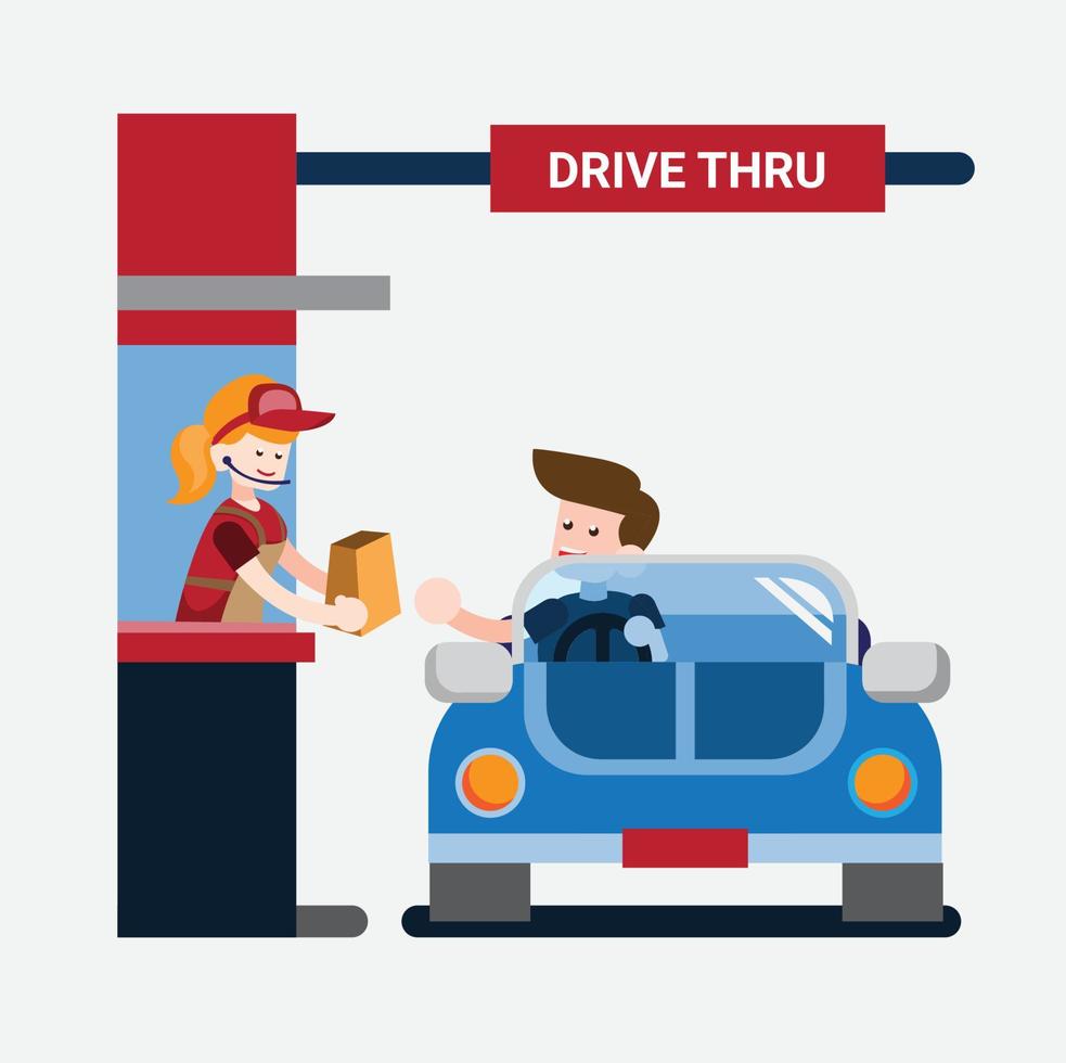 Drive Thru Flat Design Vector