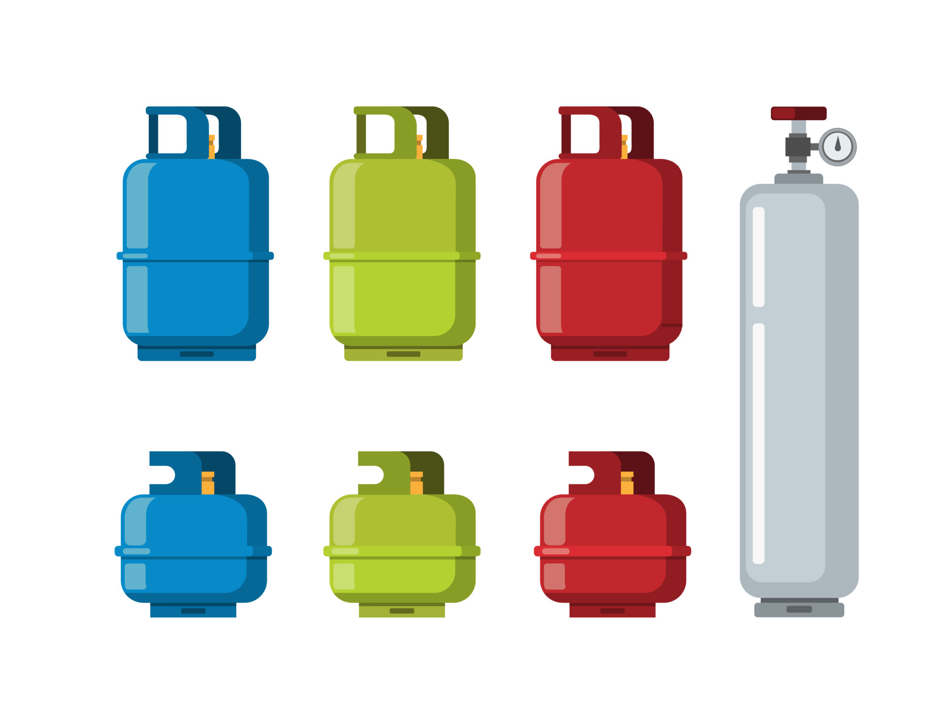 Gas Tank Cylinder, Liquefied Petroleum Gas collection icon set. cartoon