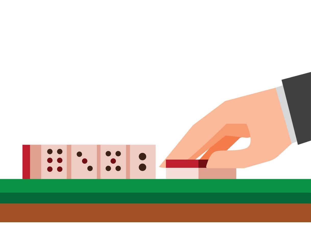 Playing mahjong flat illustration vector