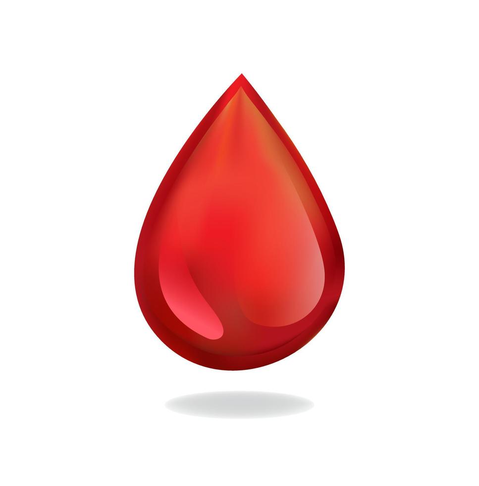 gota de aceite líquido en símbolo de color rojo para la donación de sangre o concepto, etc.en vector de ilustración realista sobre fondo blanco