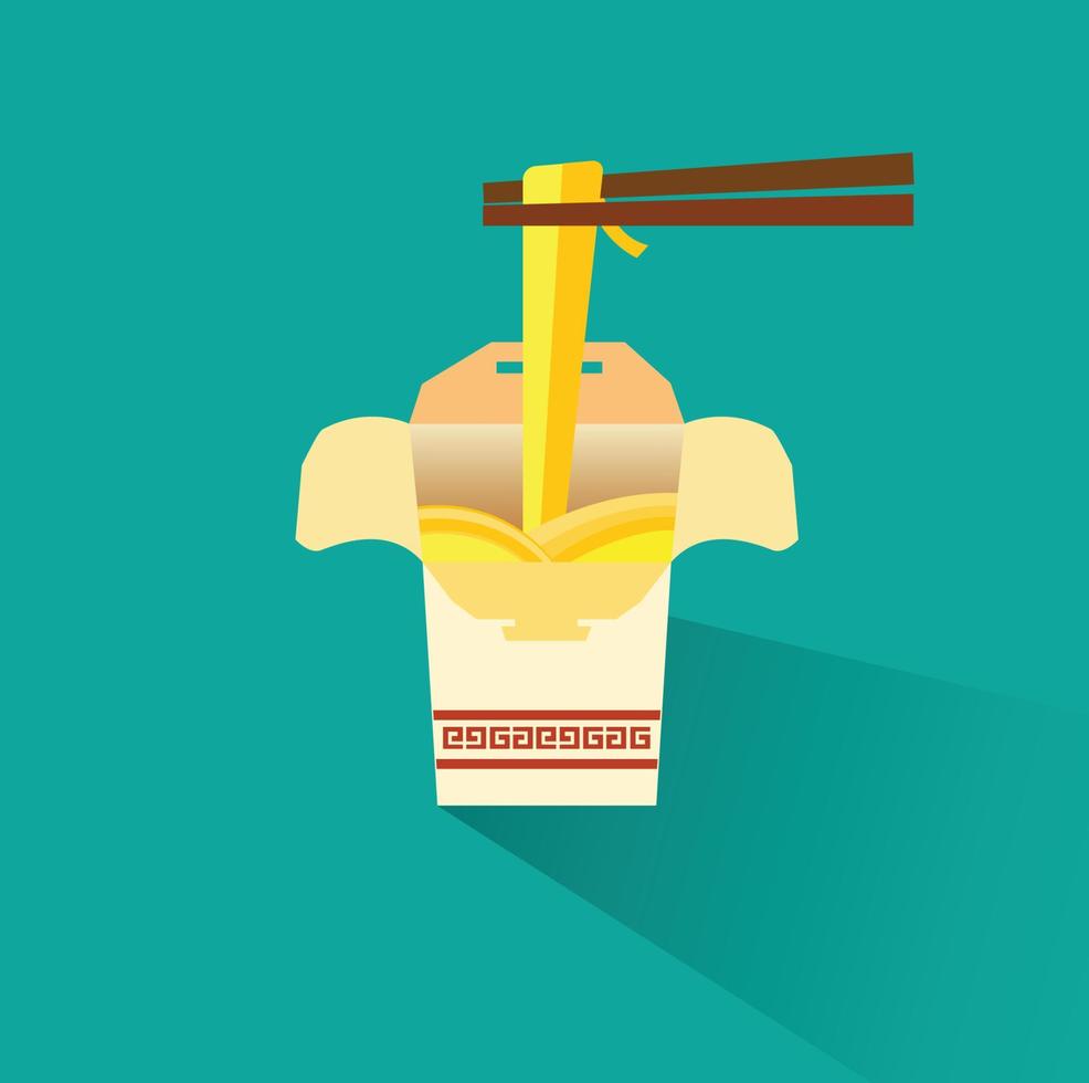 Chinese Food Takeaway Noodle icon flat concept design vector