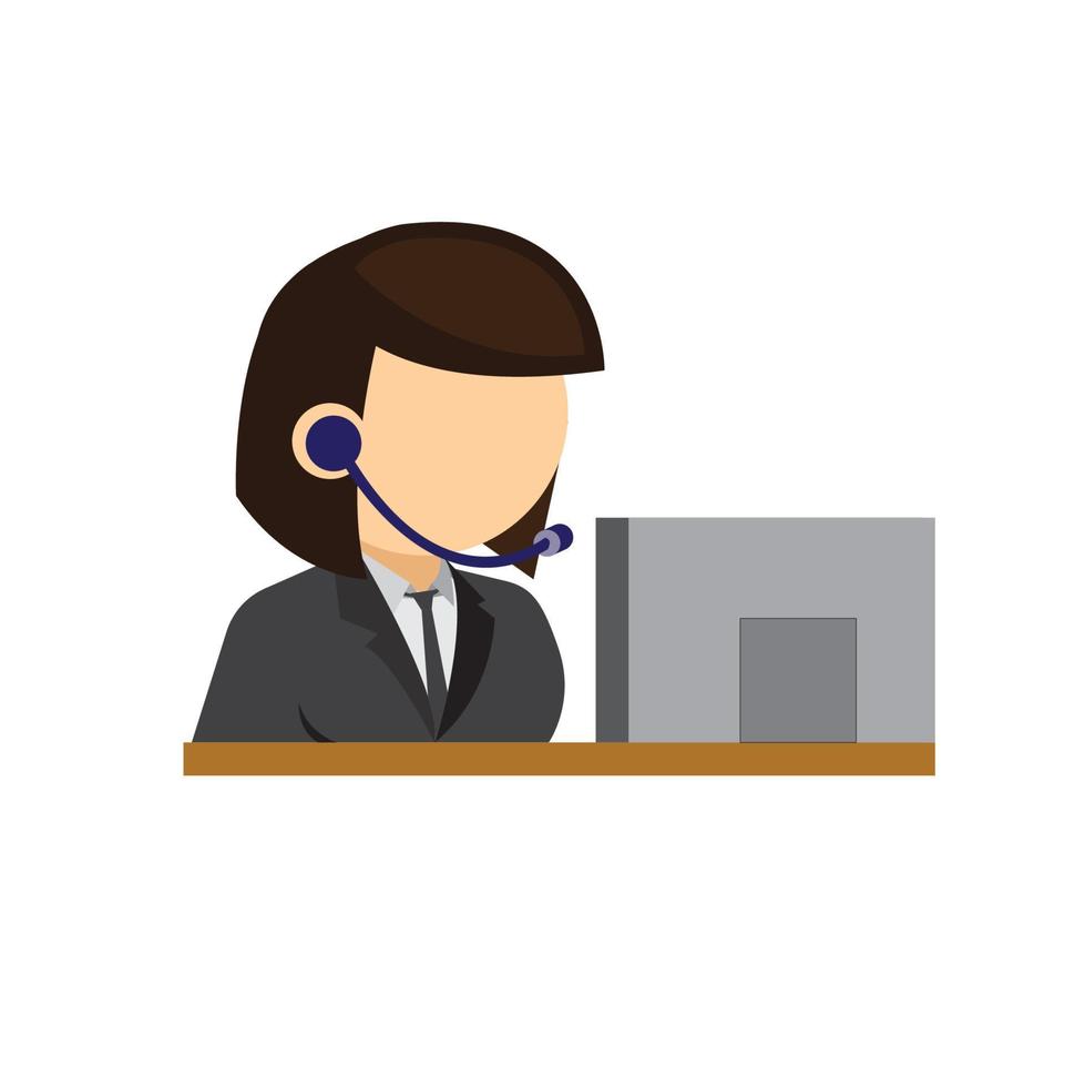 woman, secretary, receptionist, call center icon vector