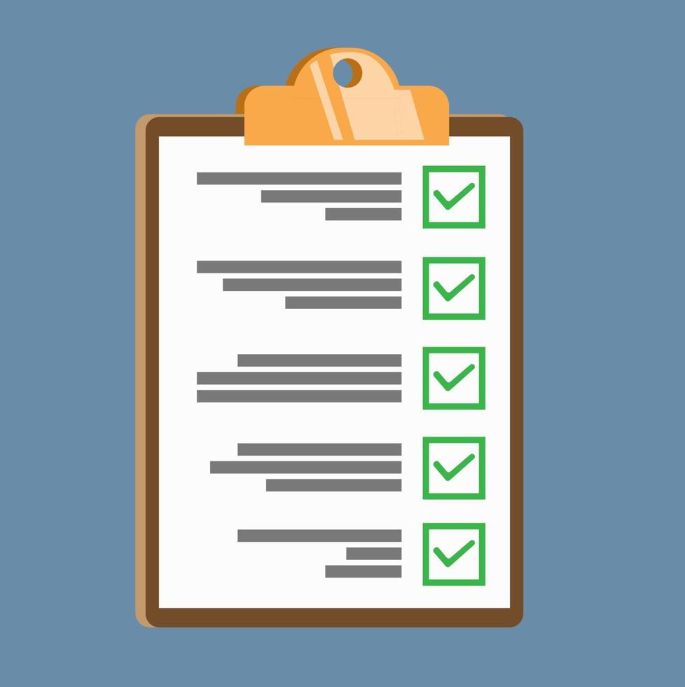 clipboard with checklist flat illustration icon vector
