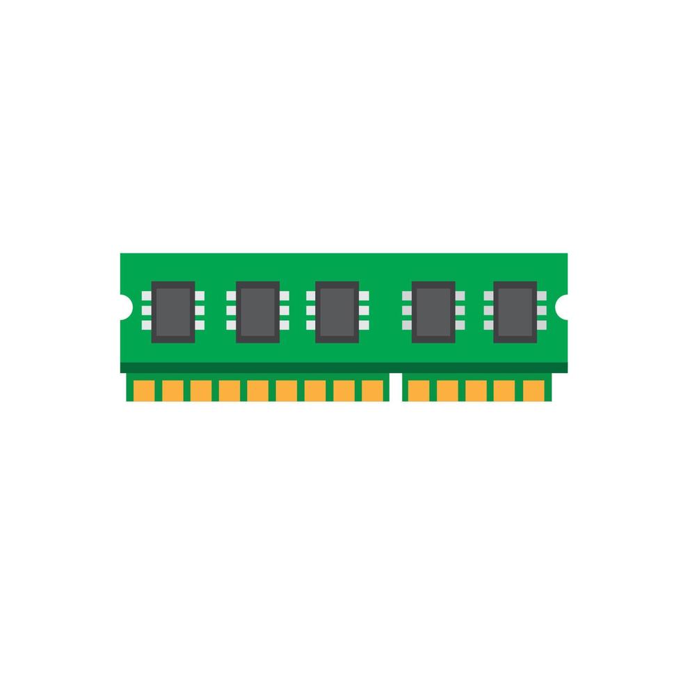 Chip de memoria flash ram, icono de hardware de pc en vector de ilustración plana