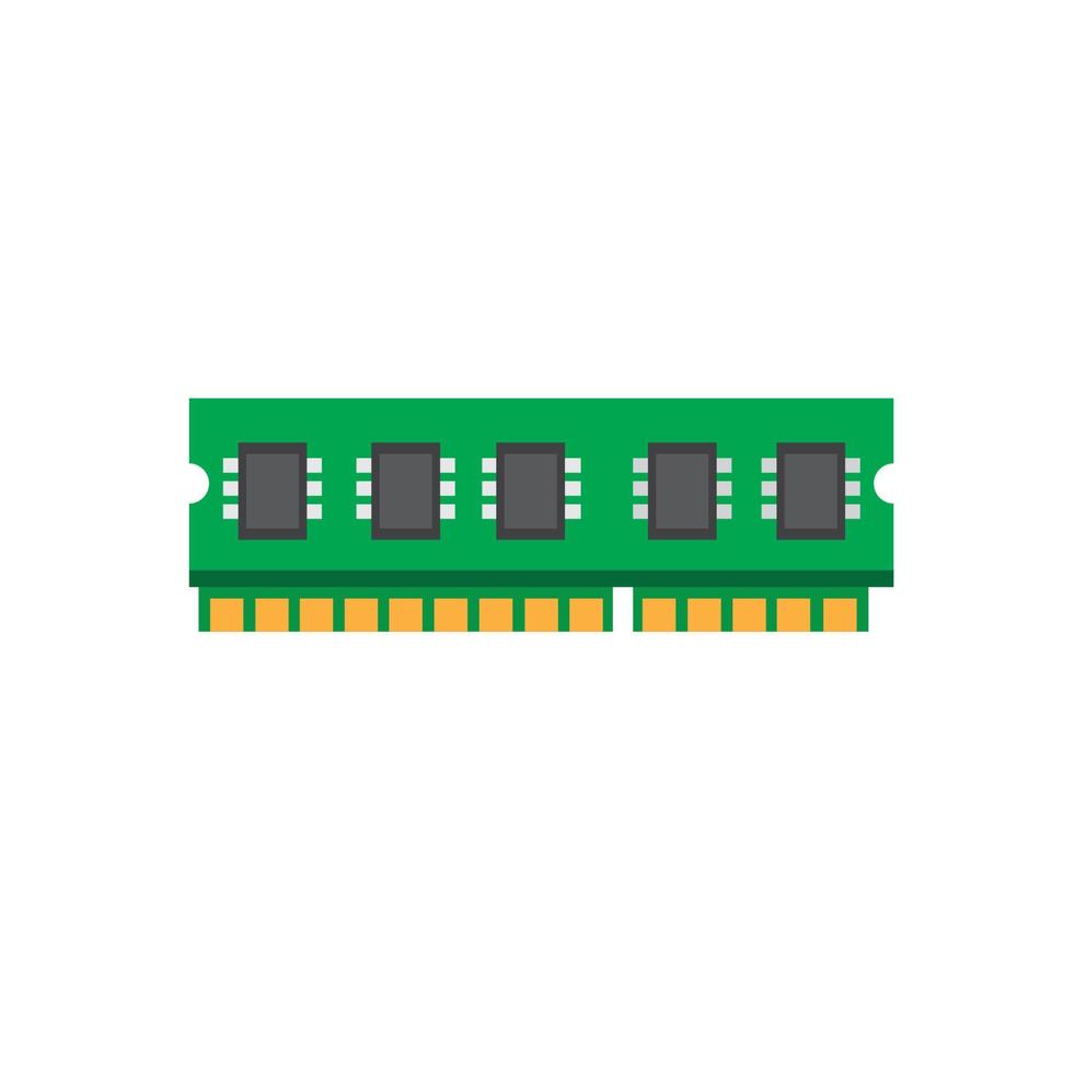 RAM flash memory chip, PC hardware icon in flat illustration vector