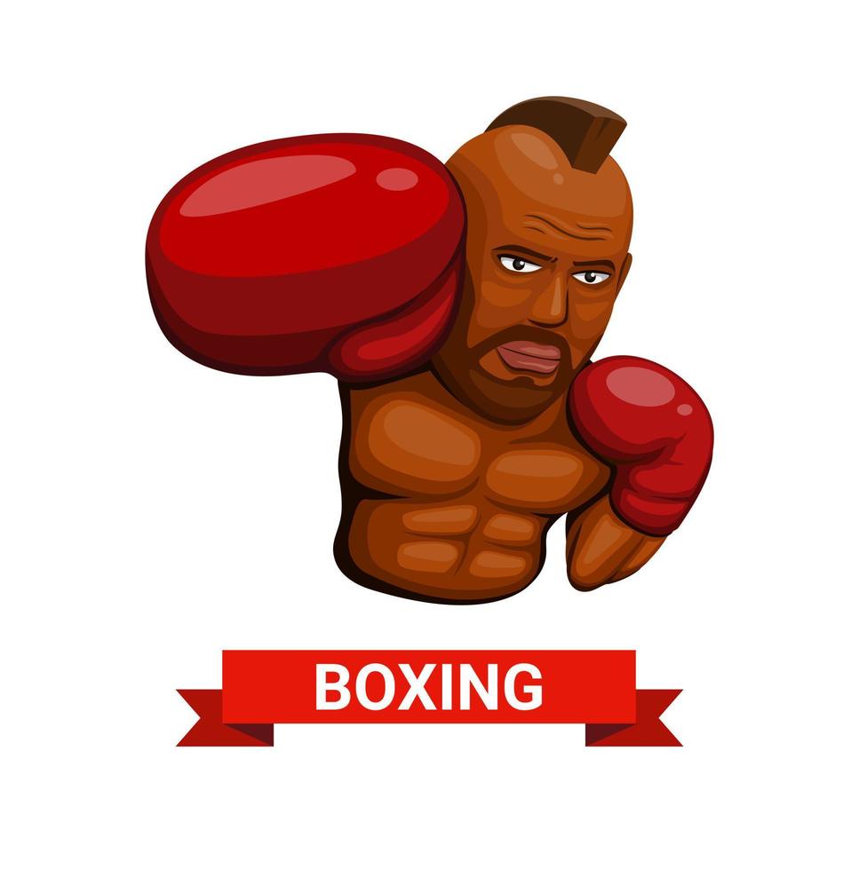 boxeador, luchador, punch, figura, carácter, símbolo, boxeo, atleta, deporte, concepto, en, caricatura, ilustración, vector, en, fondo blanco vector