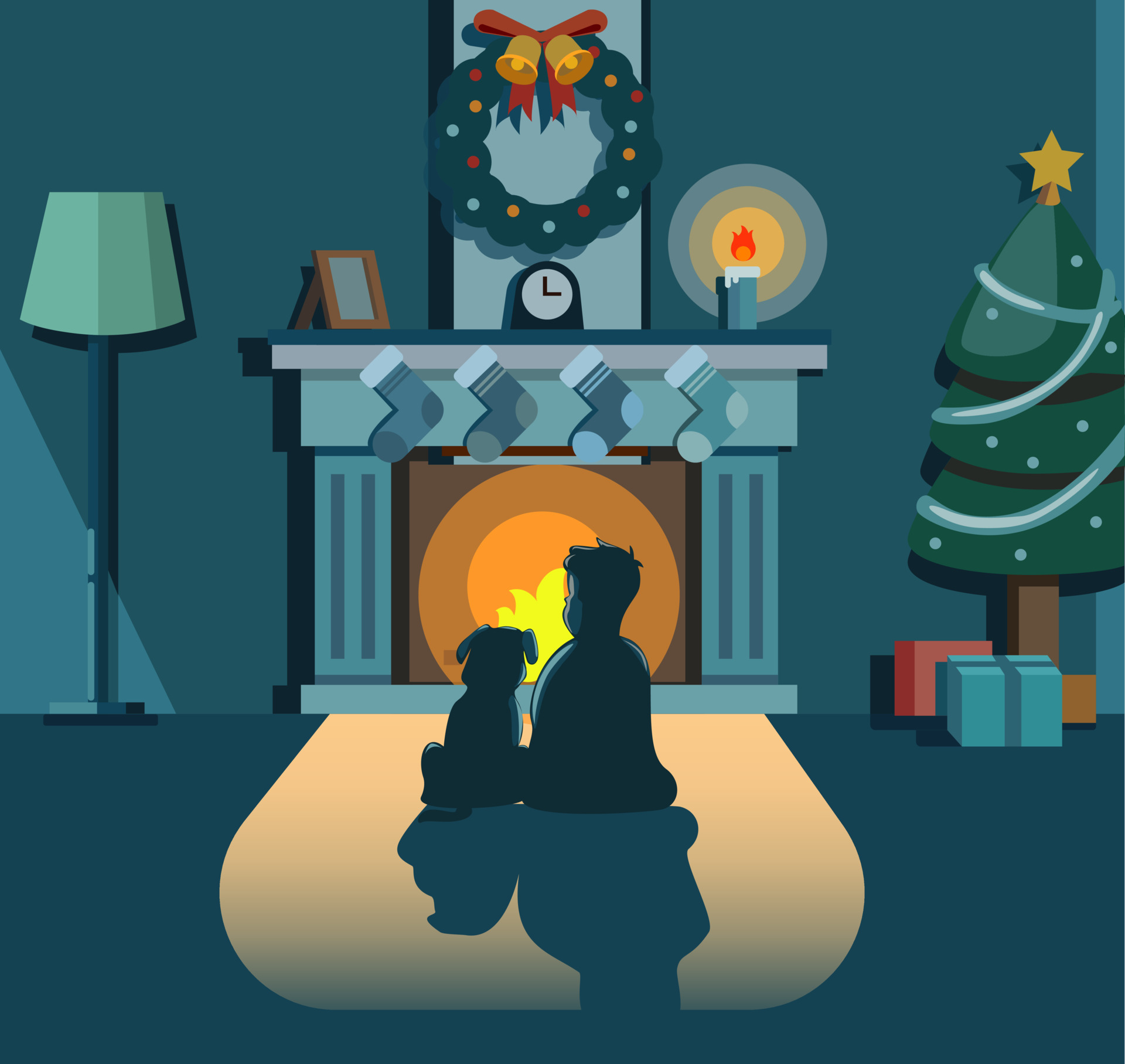boy and dog sitting front fireplace at home in christmas night concept in cartoon illustration vector 4595807 Vector Art at Vecteezy boy and dog sitting front fireplace at home in christmas night concept in cartoon illustration vector 4595807 Vector Art at Vecteezy