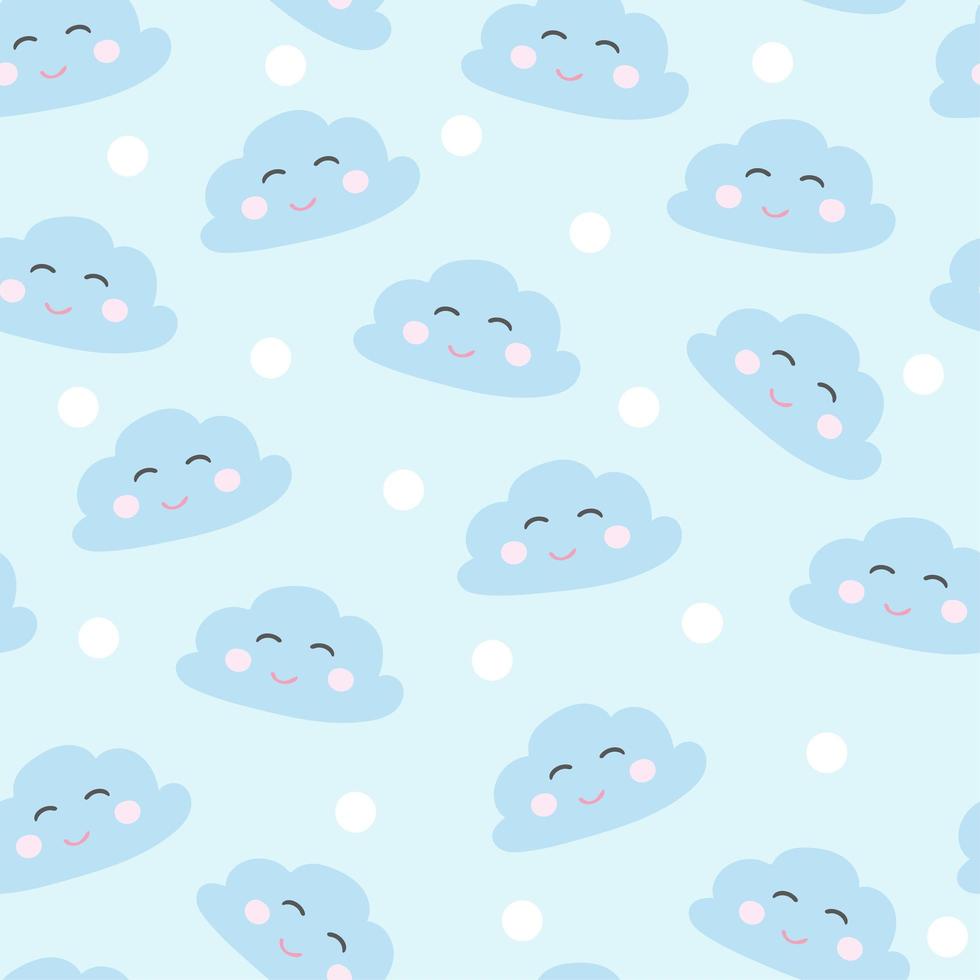 Ilustración de vector de nubes durmientes sonrientes sin costuras