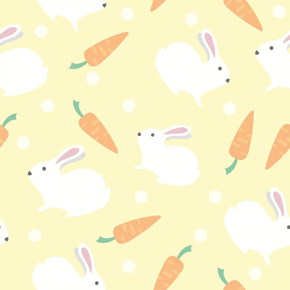 Patrón sin fisuras de diseño de conejo y zanahoria de dibujos animados vector