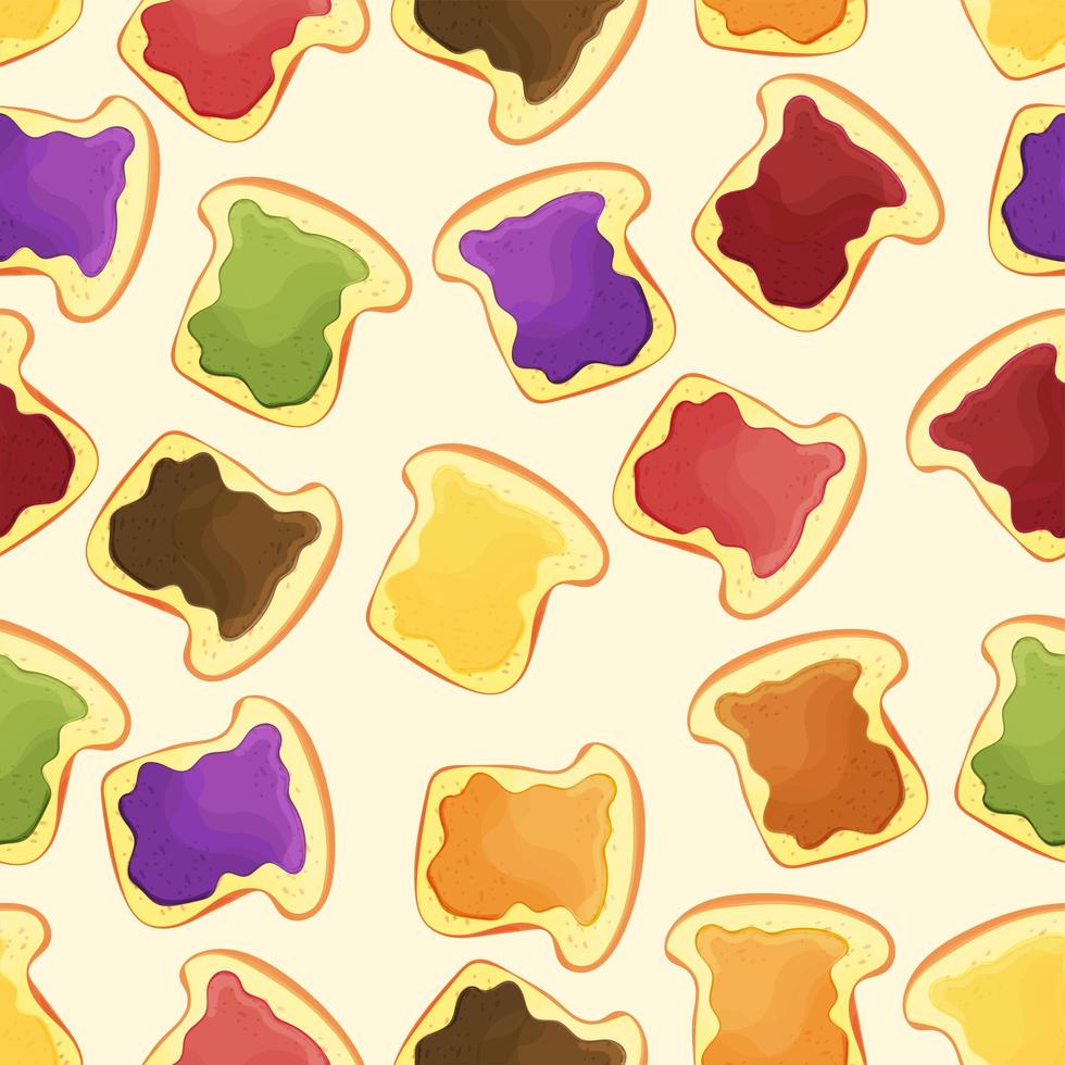 bread slice toast with jam - seamless pattern vector