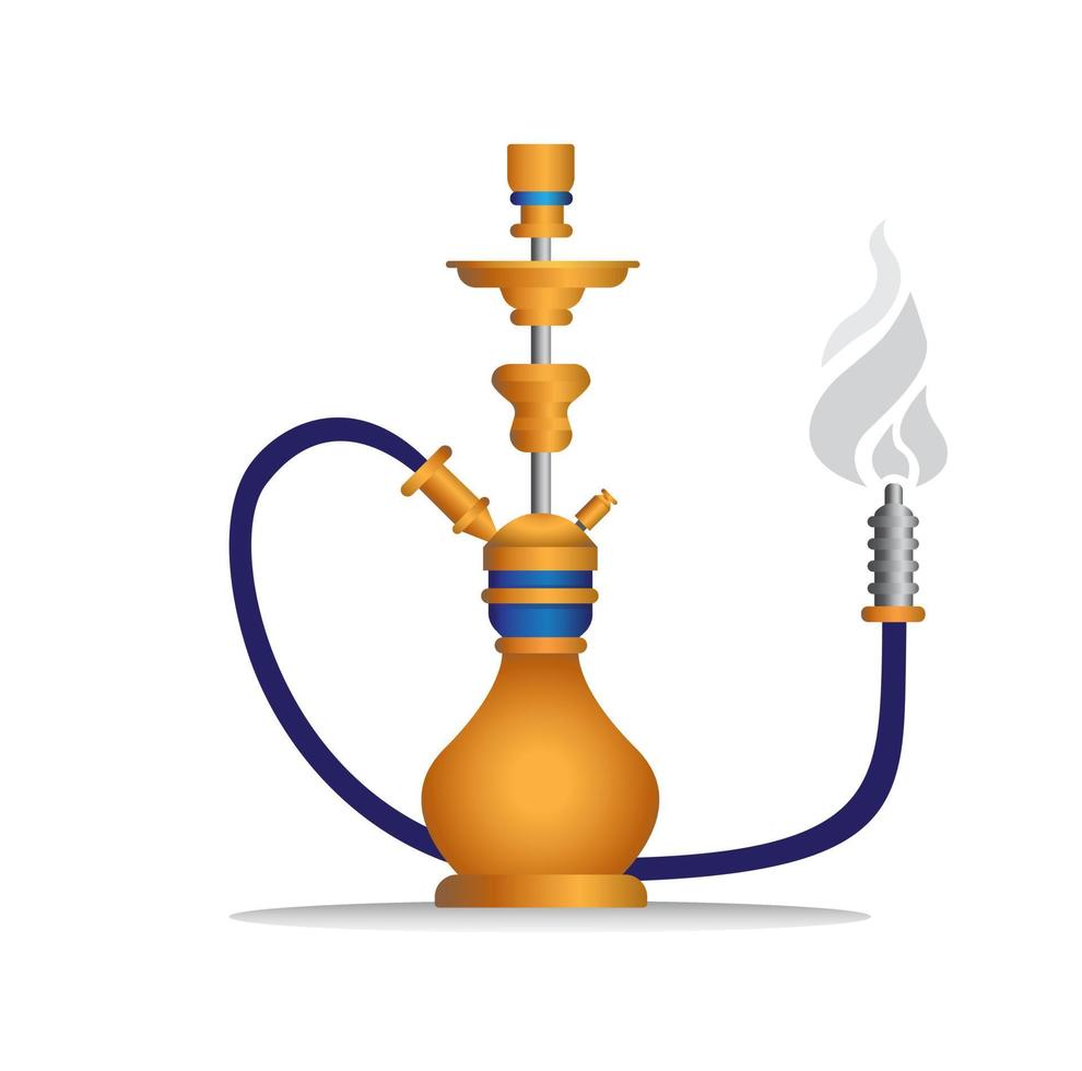 Shisha hookah humo de pipa tradicional en vector de ilustración realista de fondo blanco