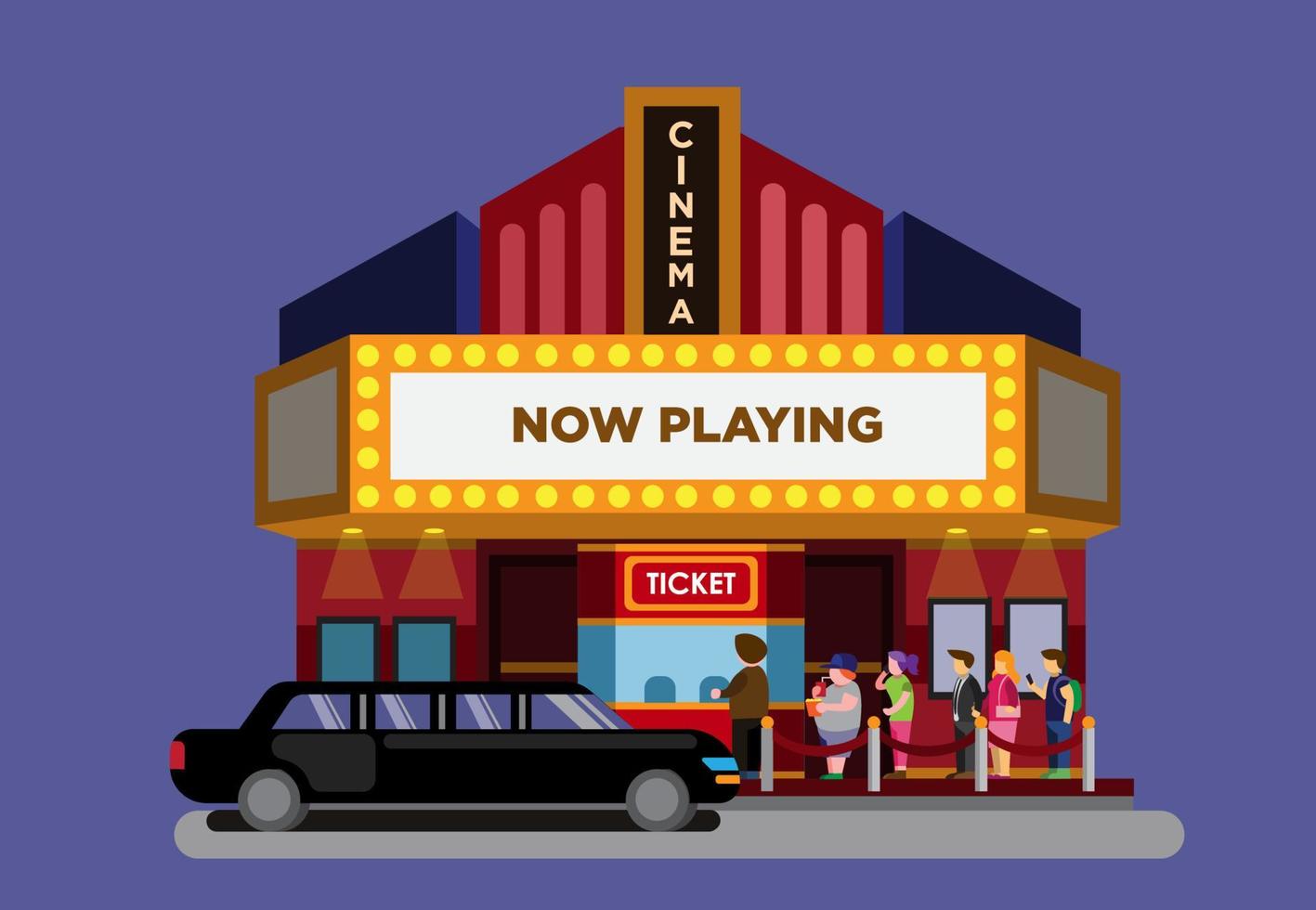 movie premiere in cinema theater flat illustration vector