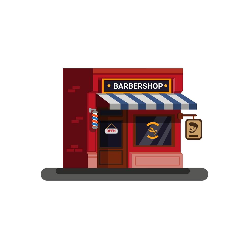 Barbershop building flat style illustration vector isolated in white background