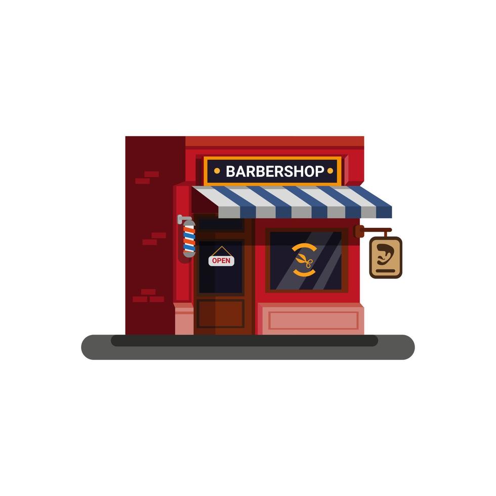 vector de ilustración de estilo plano de edificio de barbería aislado en fondo blanco