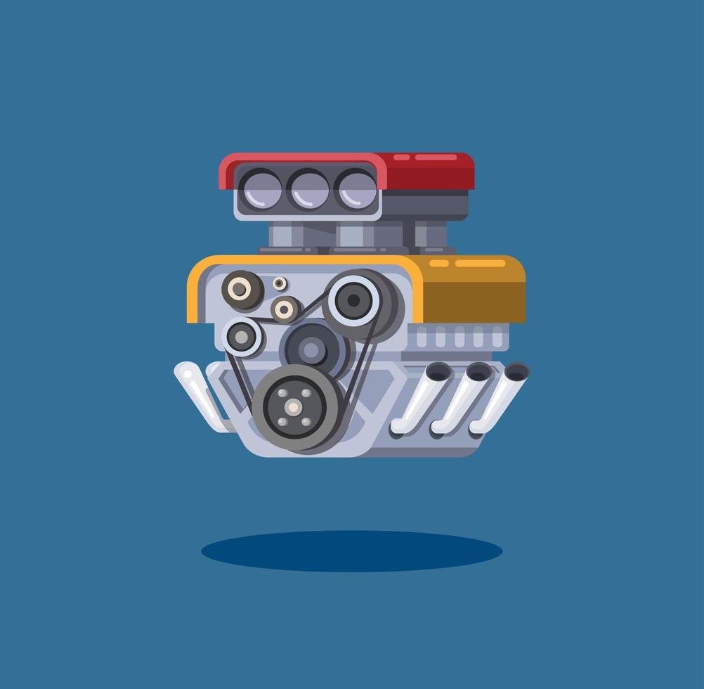 Concepto de símbolo de turbo de motor de coche en vector de ilustración de dibujos animados