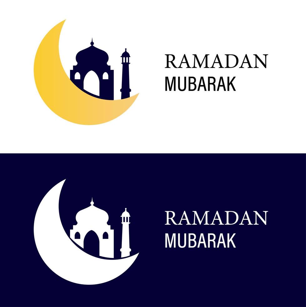 Plantilla de logotipo de Ramadán Mubarak en 2 colores de variación para volantes de negocios, pancartas, etc.en vector de ilustración plana