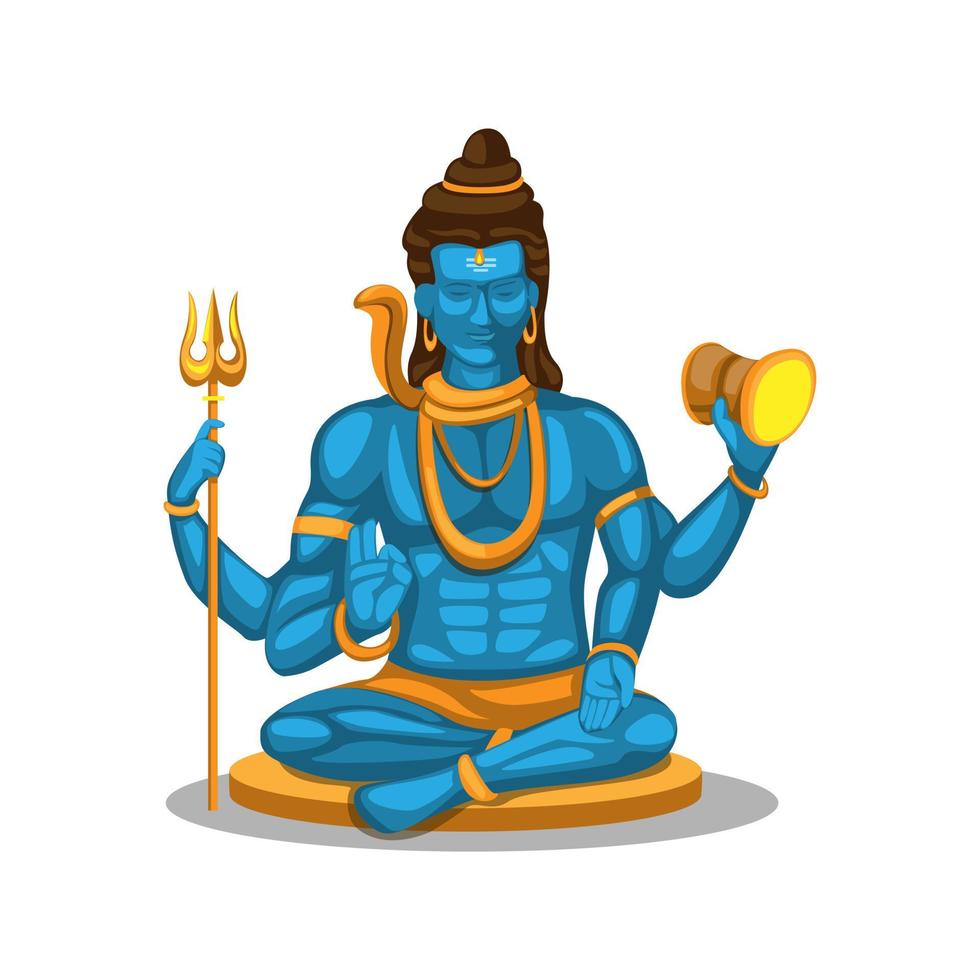 Señor shiva figura símbolo concepto de religión hindú en vector de ilustración de dibujos animados aislado en fondo blanco