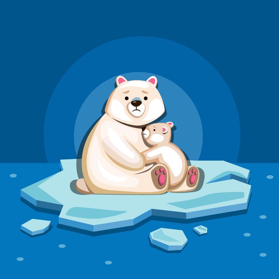 familia de osos polares en el hielo se contrae al mar ártico. detener el  concepto de ilustración de calentamiento global en vector de dibujos  animados 4596123 Vector en Vecteezy