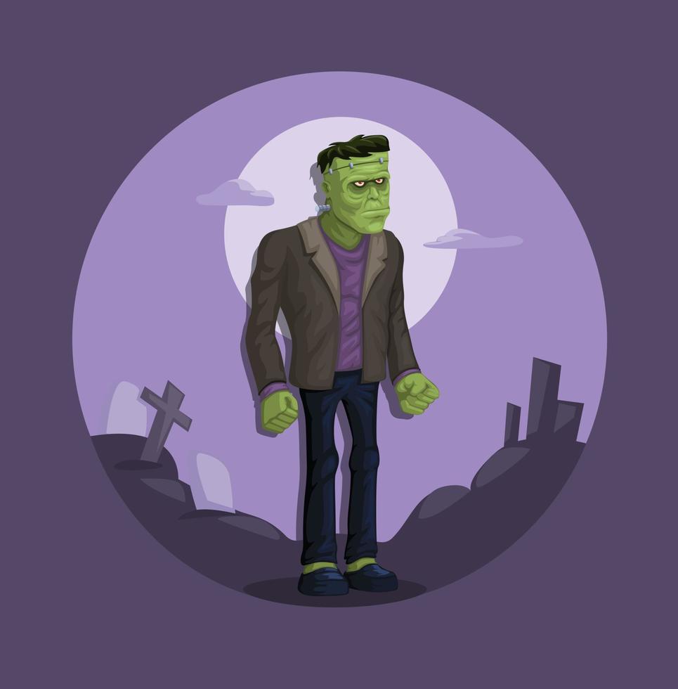 Frankenstein monster urban legend figure cartoon illustration vector